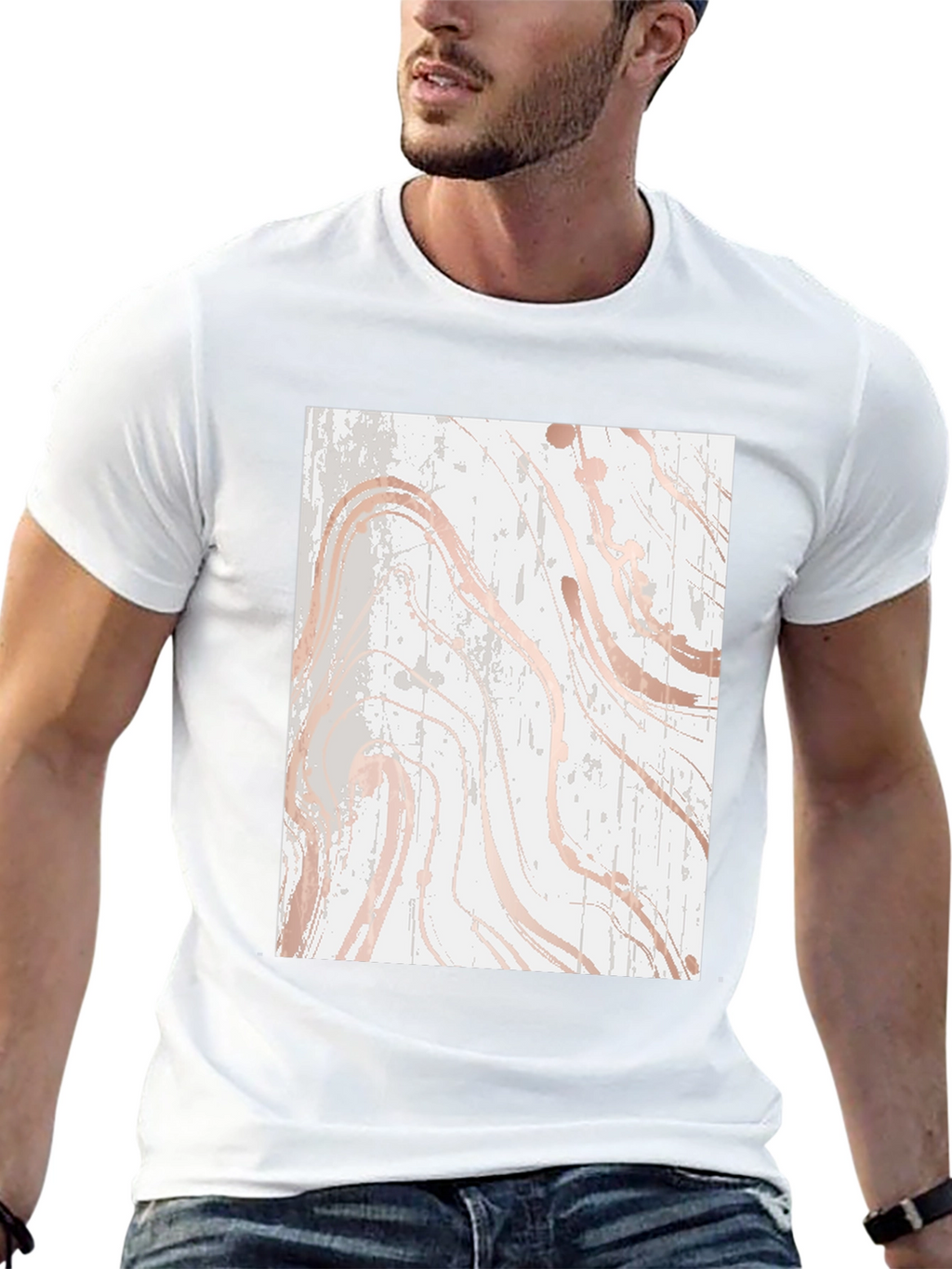 Modern Marble Print Black T-Shirt