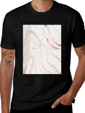 Modern Marble Print Black T-Shirt