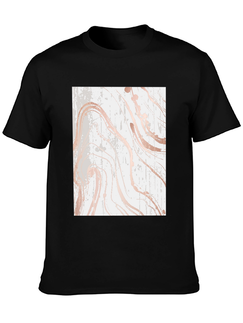 Modern Marble Print Black T-Shirt
