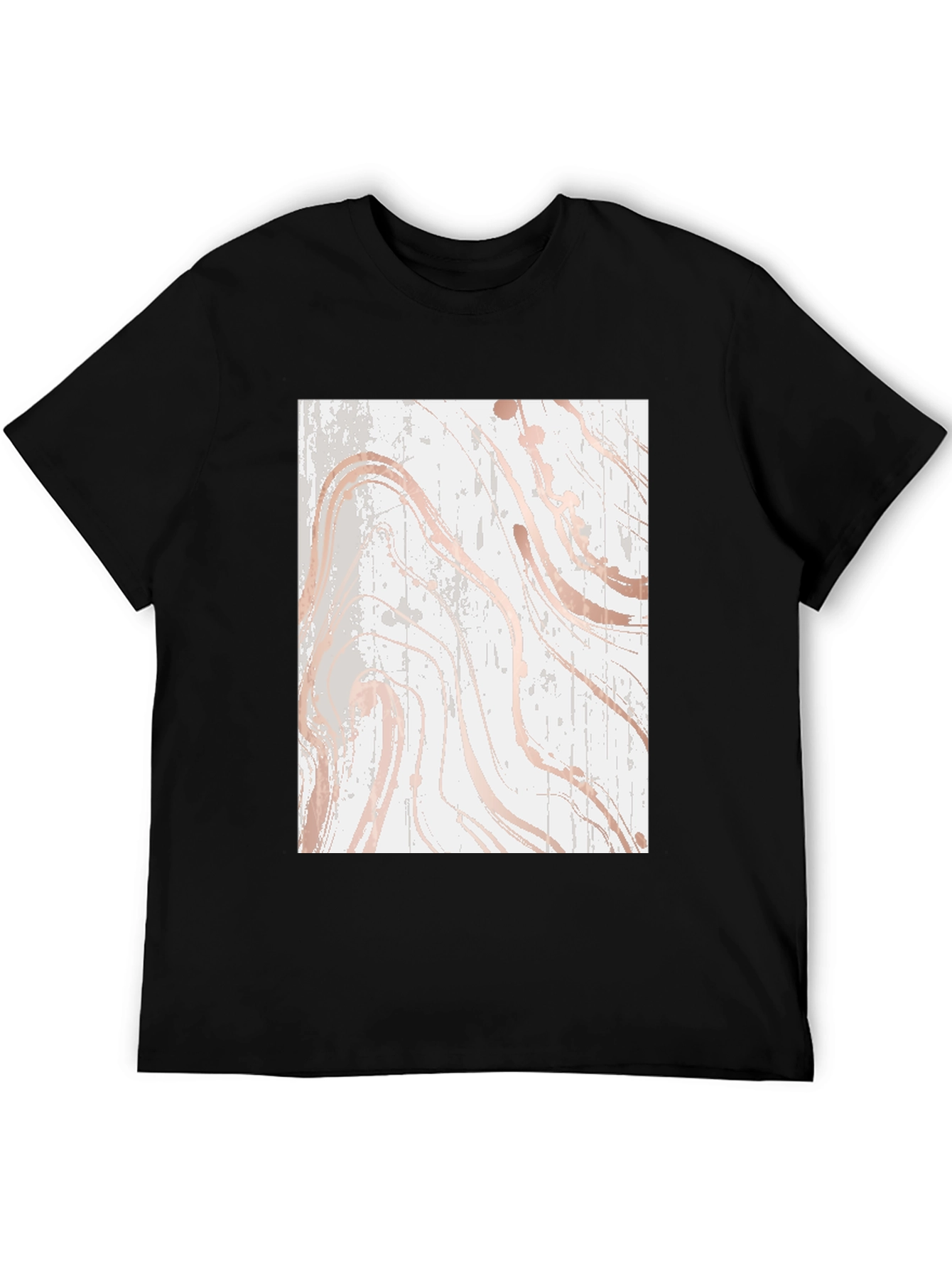 Modern Marble Print Black T-Shirt
