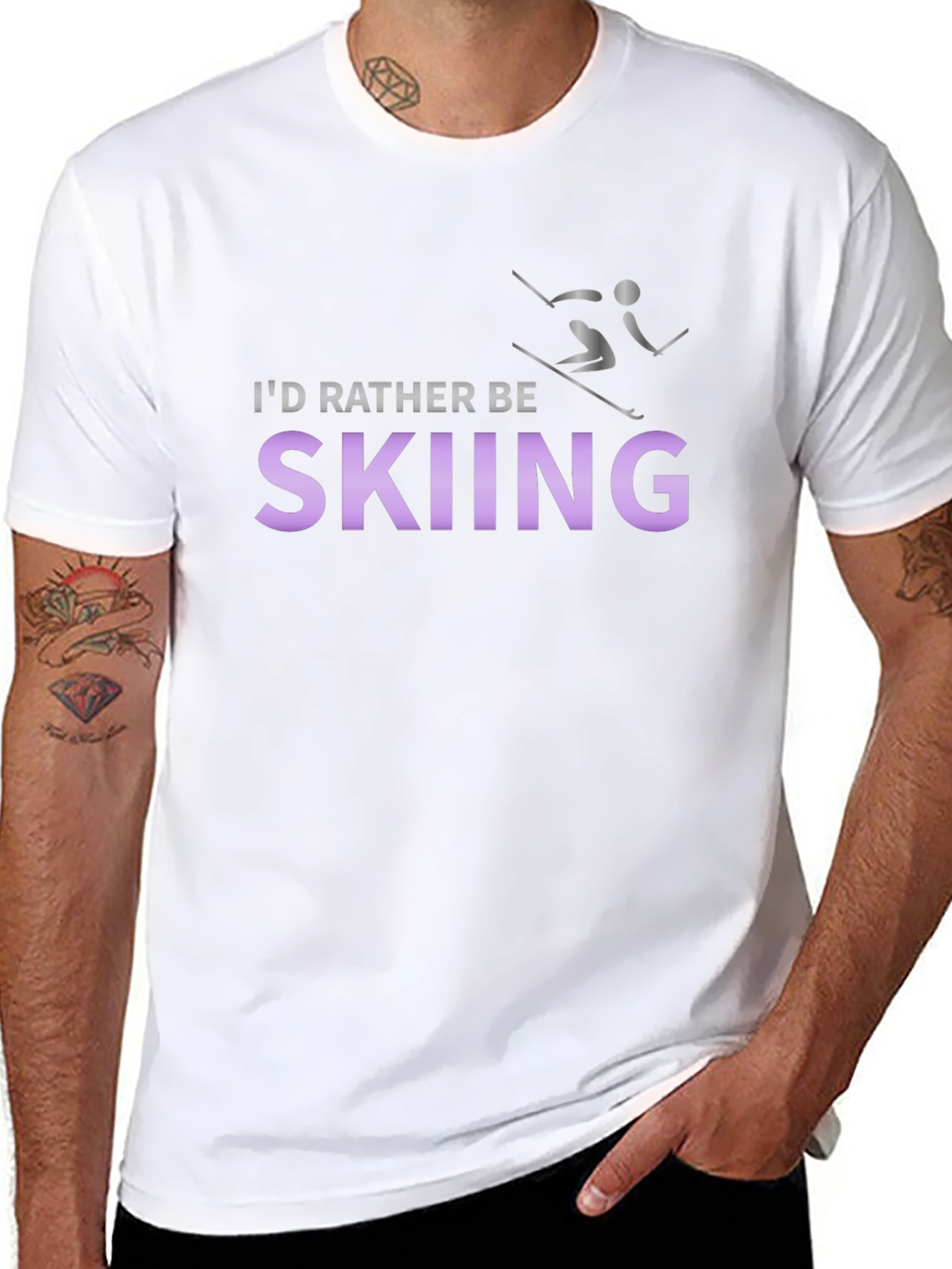 Skiing Enthusiast T-Shirt - Id Rather Be Skiing