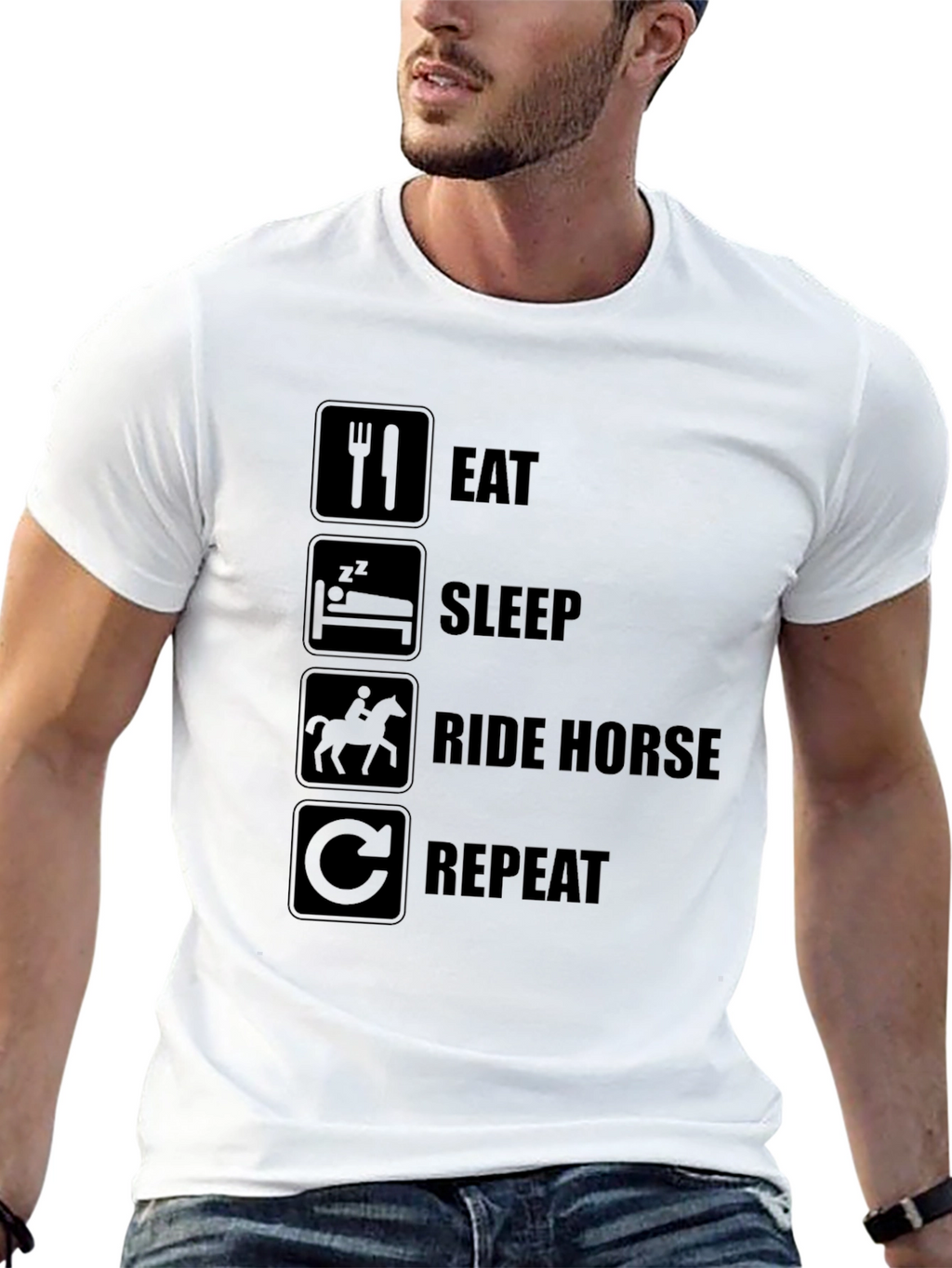 Eat Sleep Ride Horse Repeat Black T-Shirt