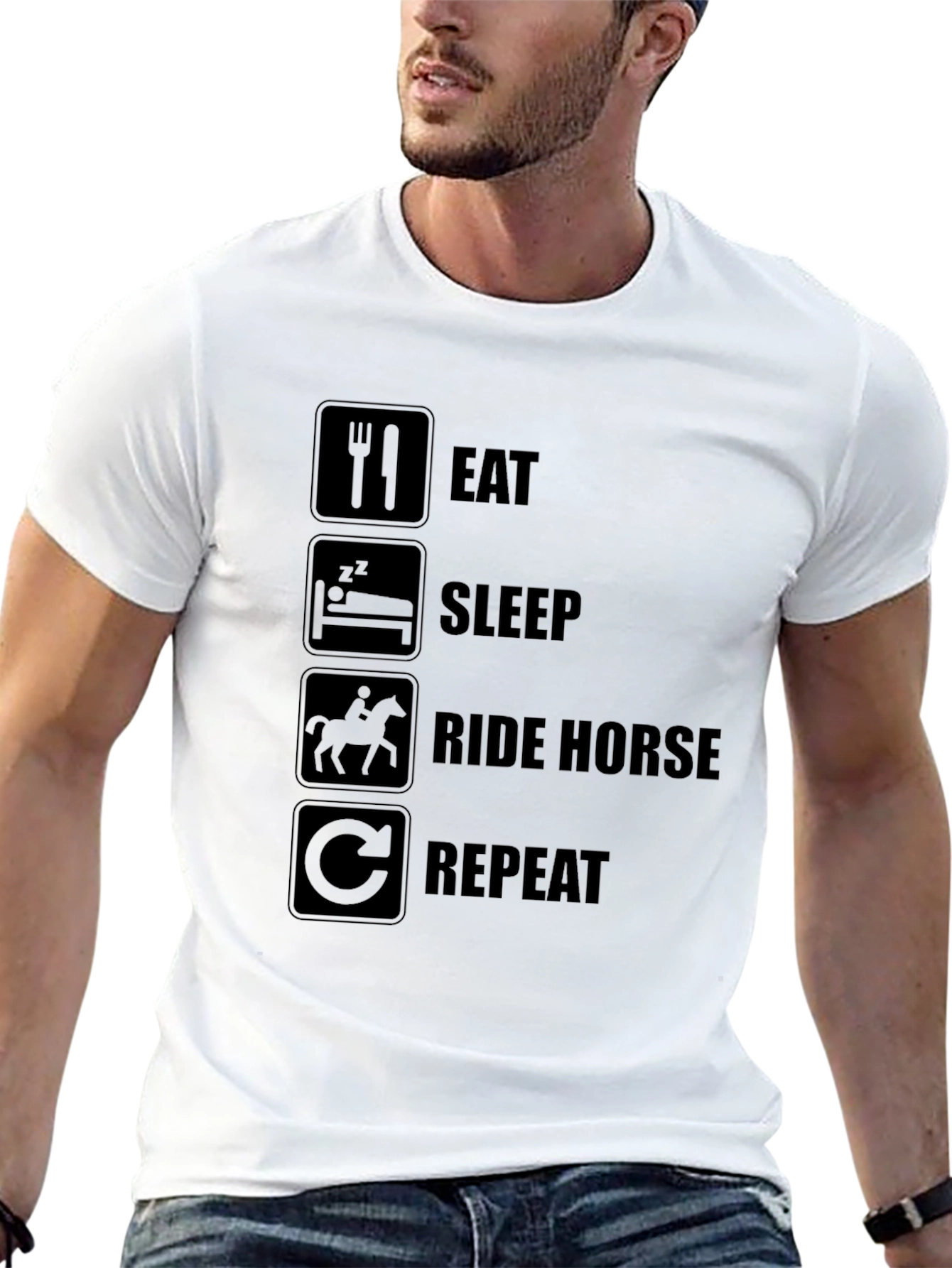 Eat Sleep Ride Horse Repeat Black T-Shirt