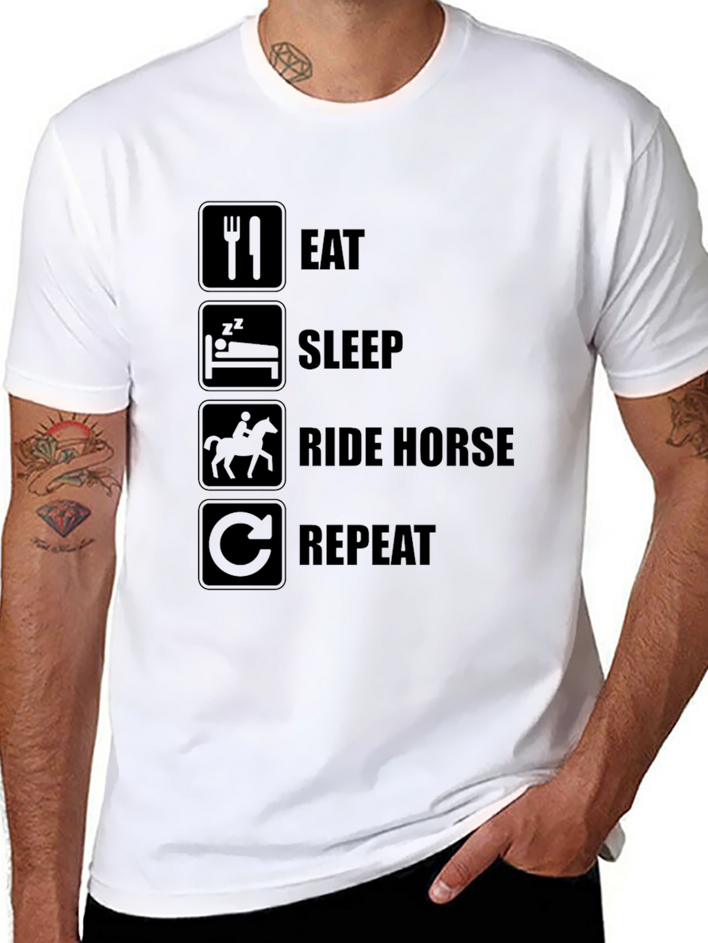 Eat Sleep Ride Horse Repeat Black T-Shirt