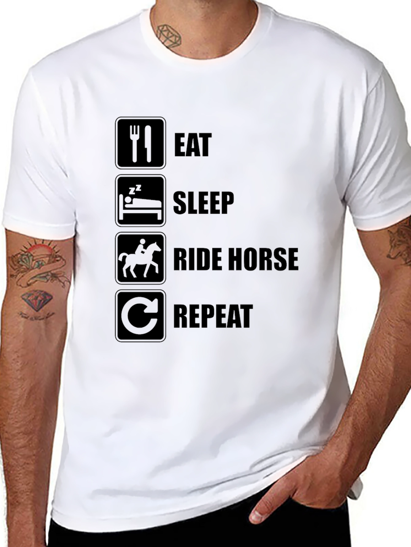 Eat Sleep Ride Horse Repeat Black T-Shirt