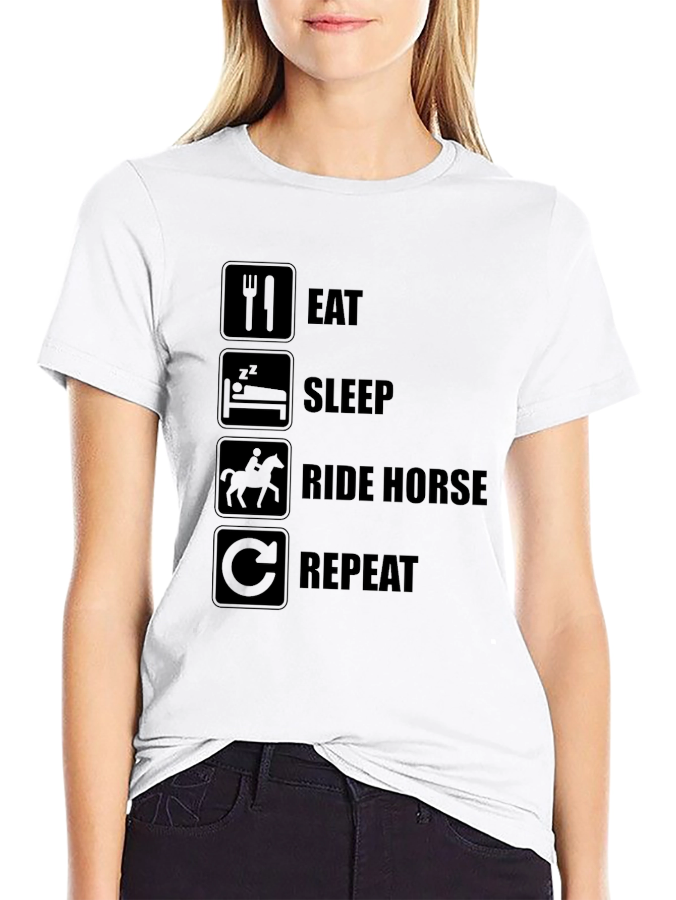 Eat Sleep Ride Horse Repeat Black T-Shirt