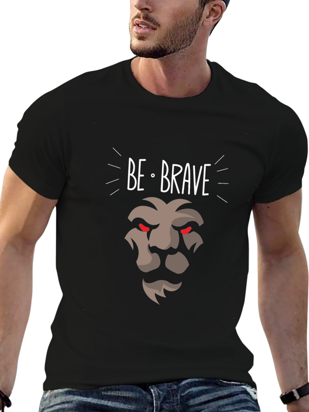 Be Brave Lion Graphic Tee - Modern Black T-Shirt