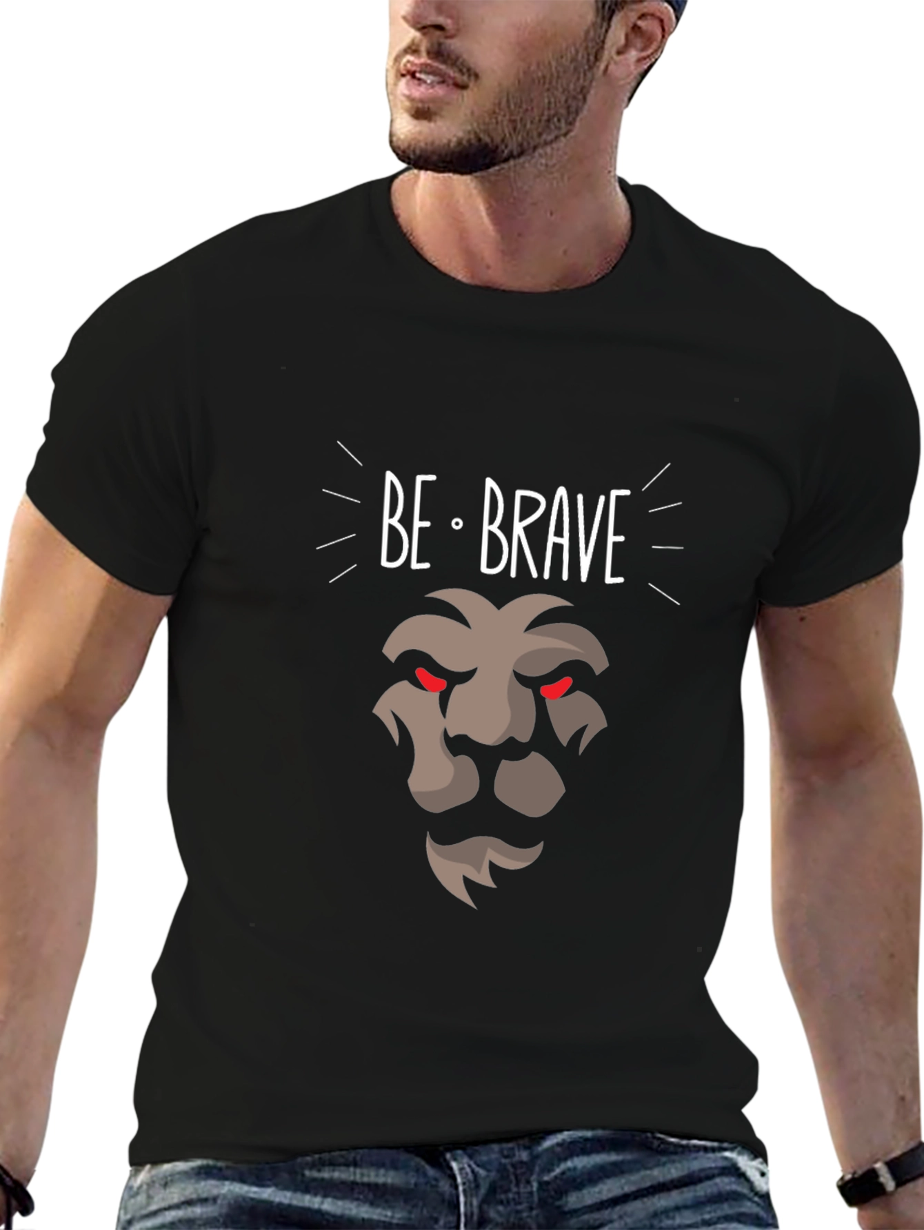 Be Brave Lion Graphic Tee - Modern Black T-Shirt