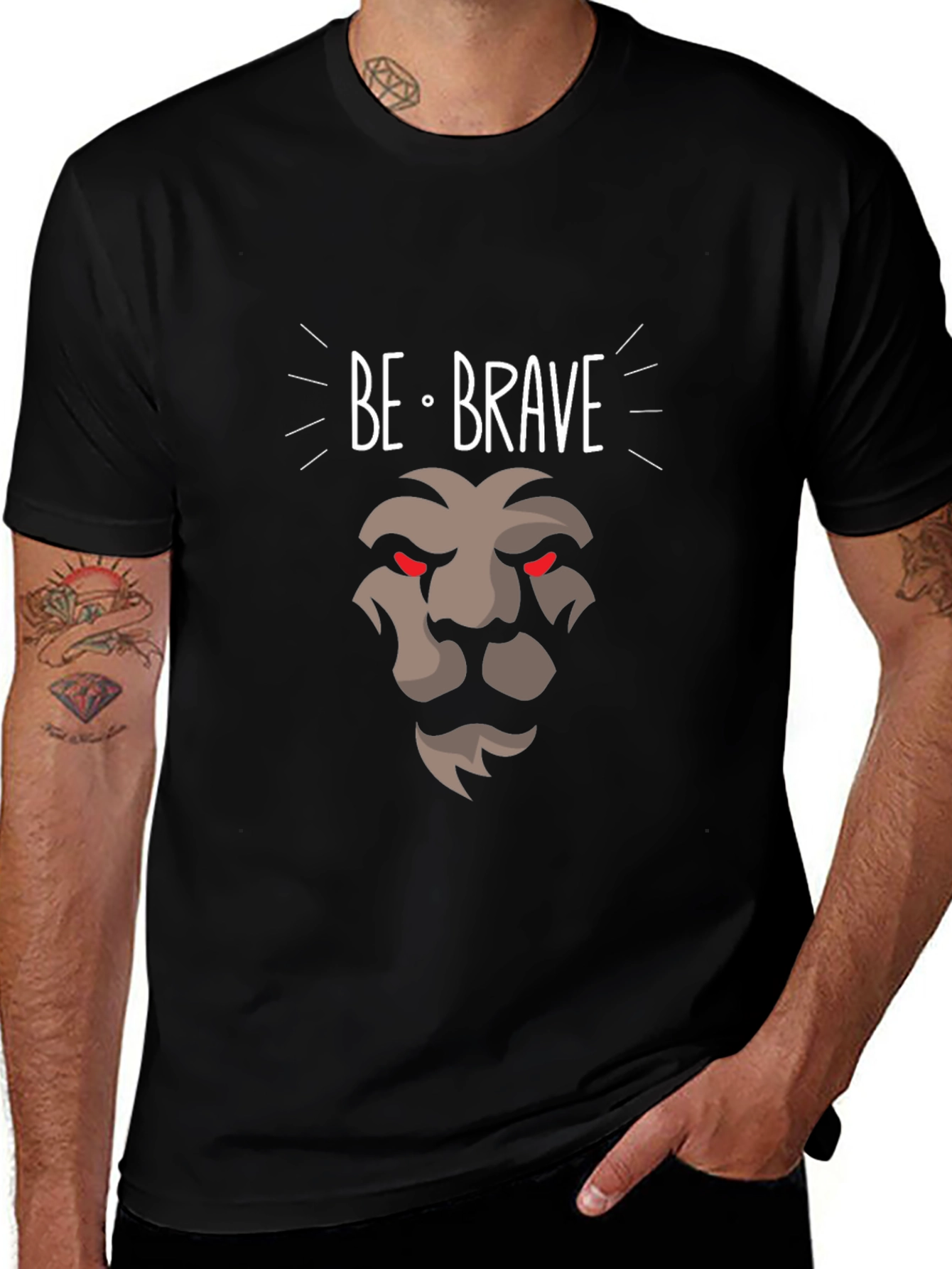 Be Brave Lion Graphic Tee - Modern Black T-Shirt