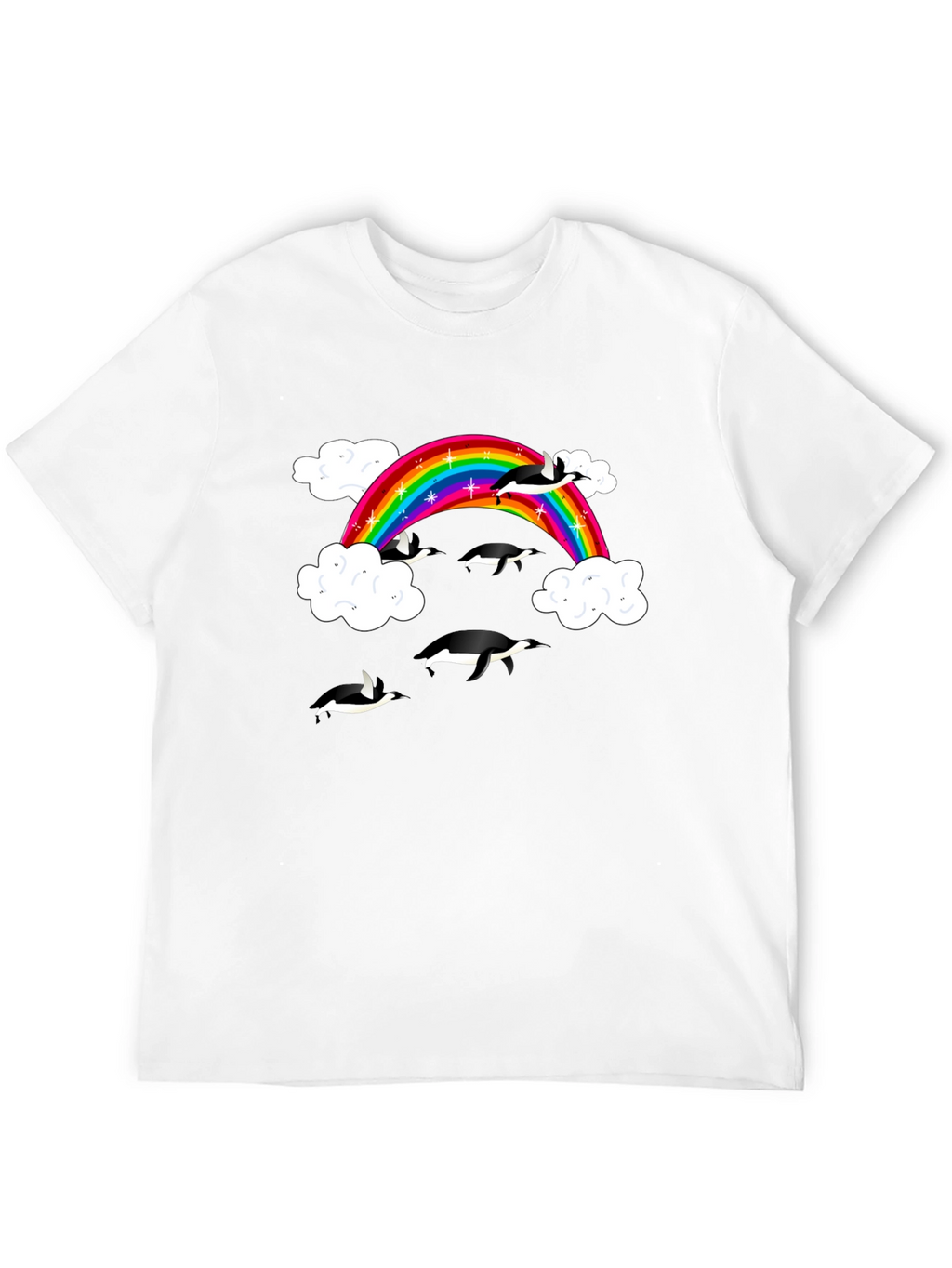 Rainbow Penguin T-Shirt - Black Cotton Graphic Tee