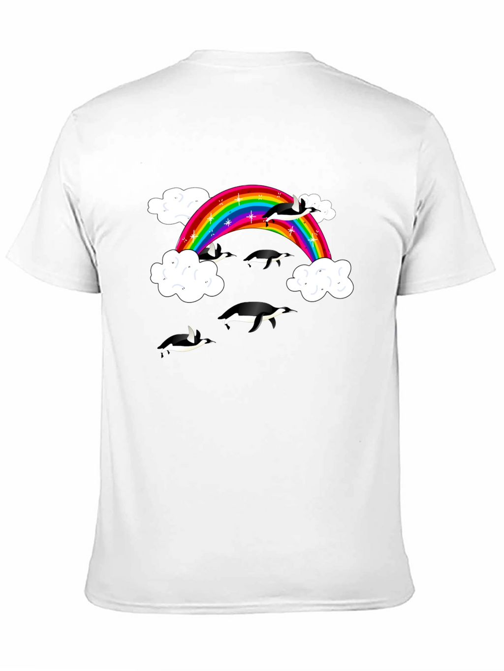 Rainbow Penguin T-Shirt - Black Cotton Graphic Tee