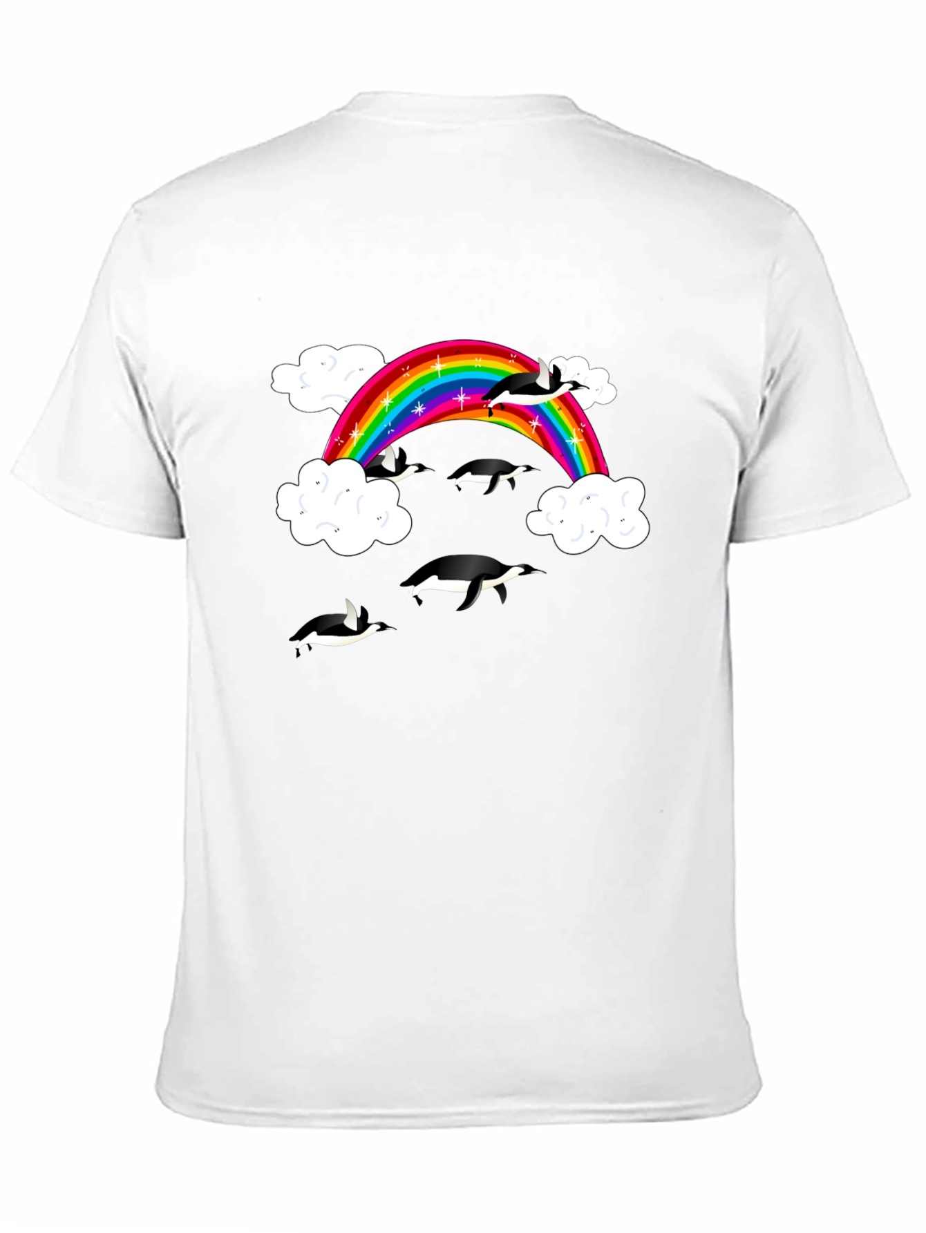 Rainbow Penguin T-Shirt - Black Cotton Graphic Tee