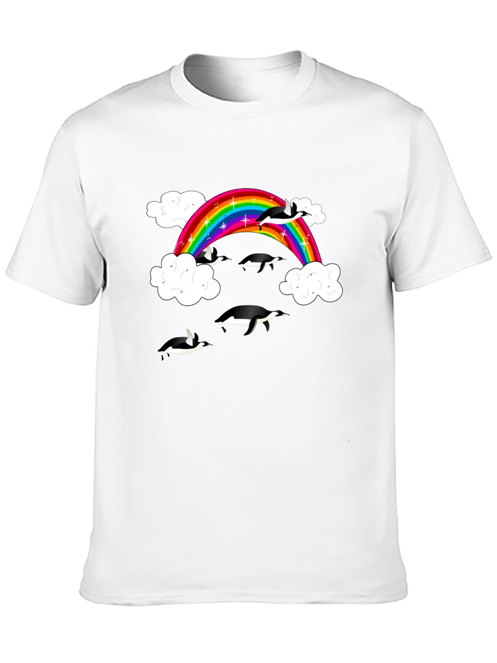Rainbow Penguin T-Shirt - Black Cotton Graphic Tee