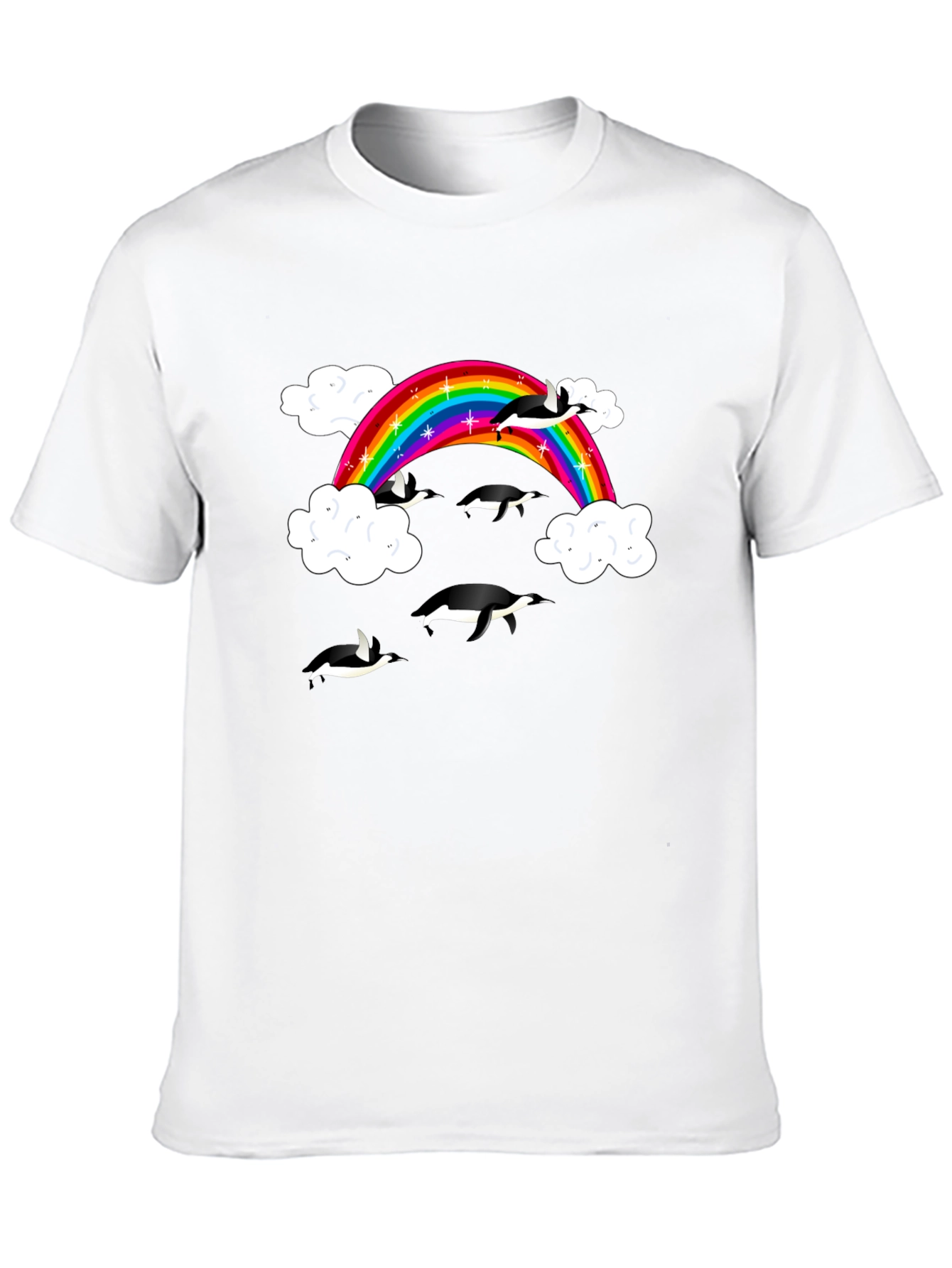 Rainbow Penguin T-Shirt - Black Cotton Graphic Tee