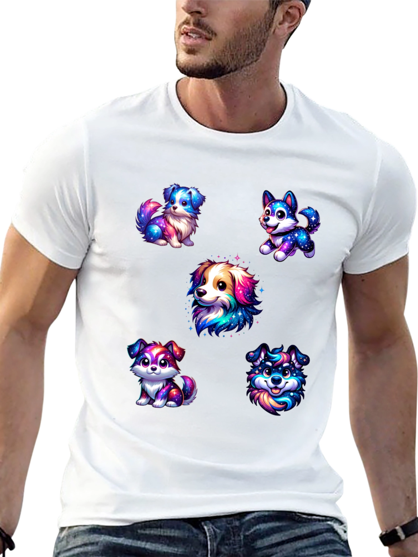 Cute Galaxy Puppy Dog Graphic T-Shirt