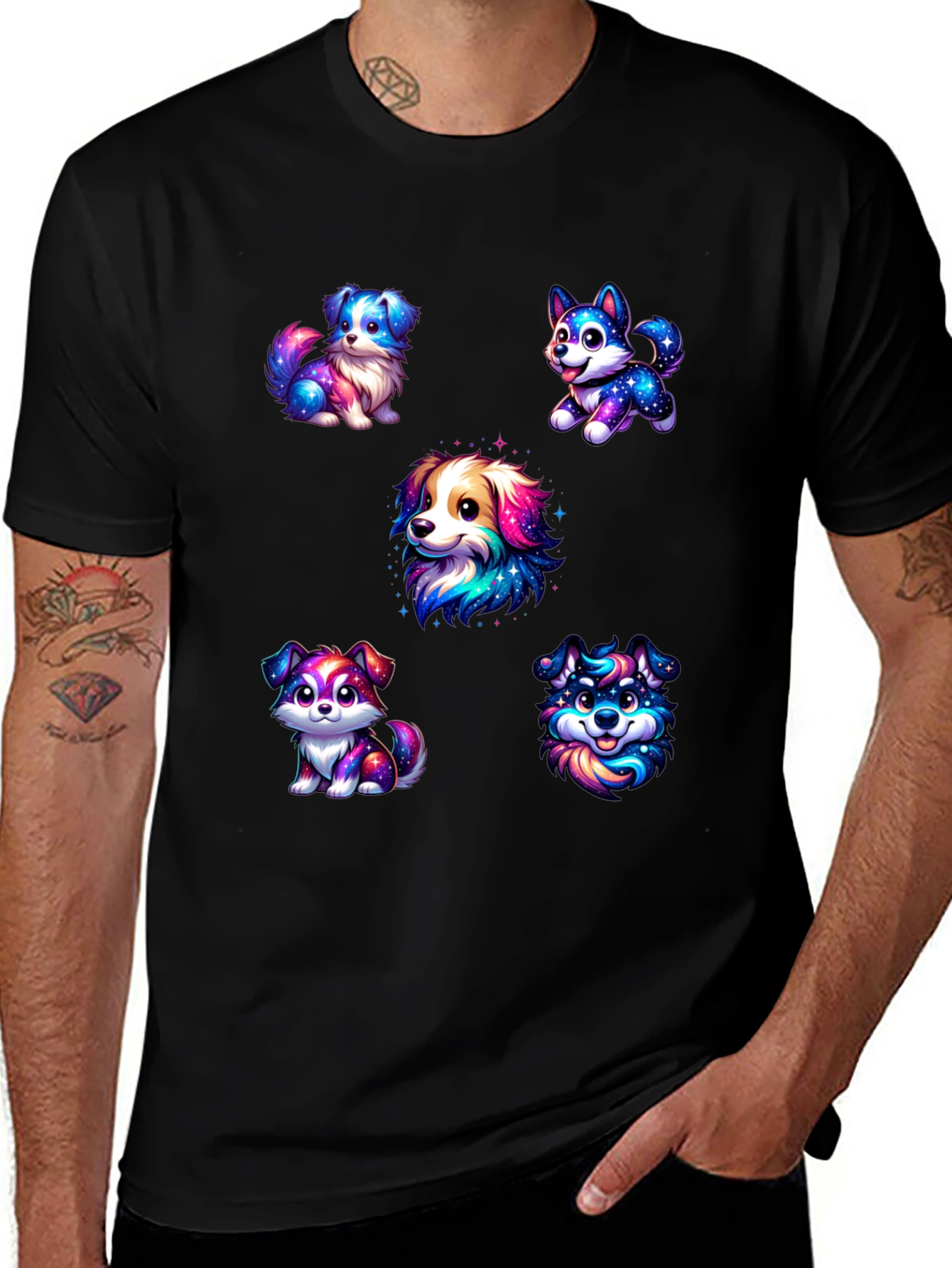 Cute Galaxy Puppy Dog Graphic T-Shirt