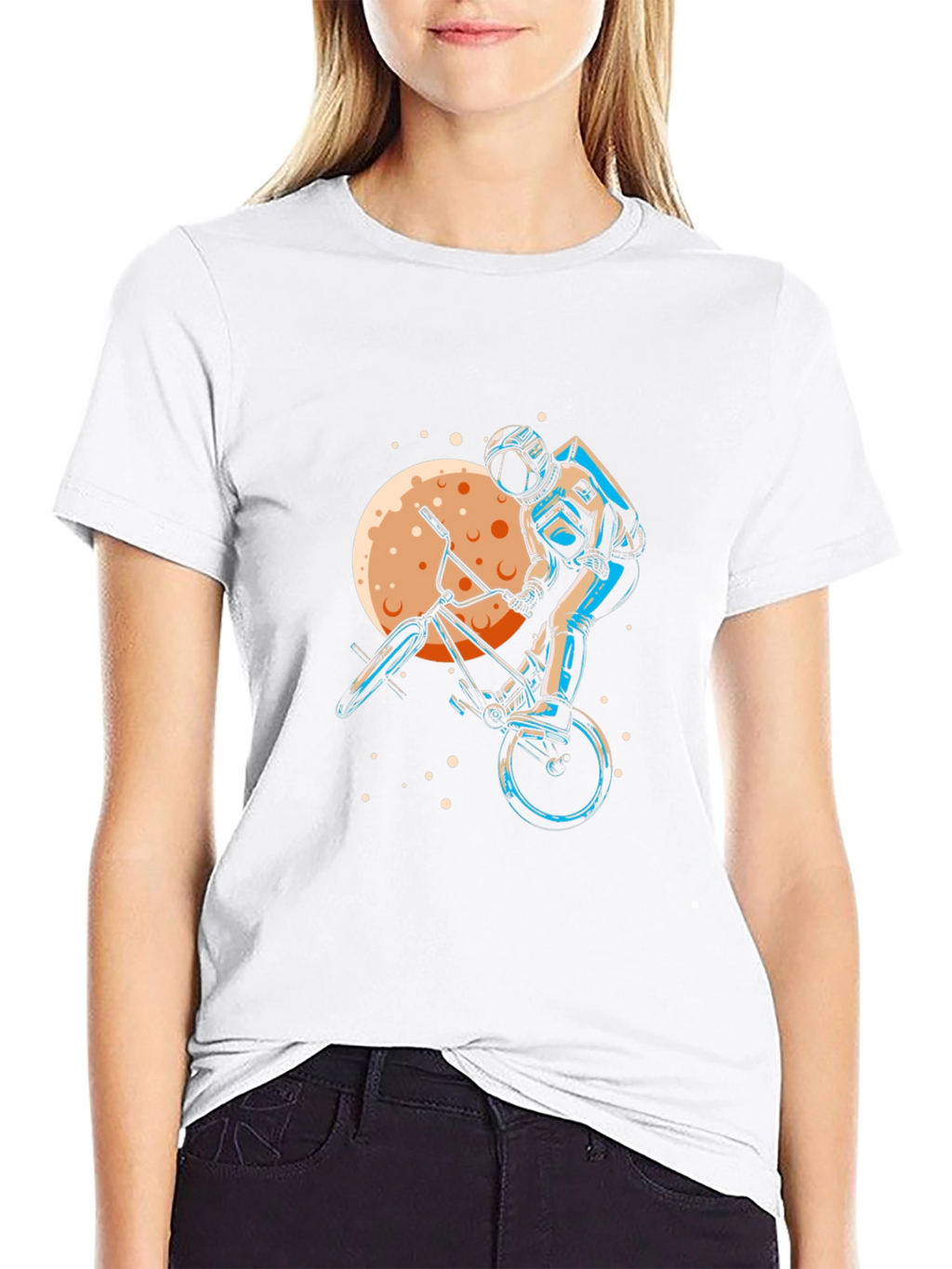 Astronaut BMX Rider Graphic Tee - Space Adventure Shirt