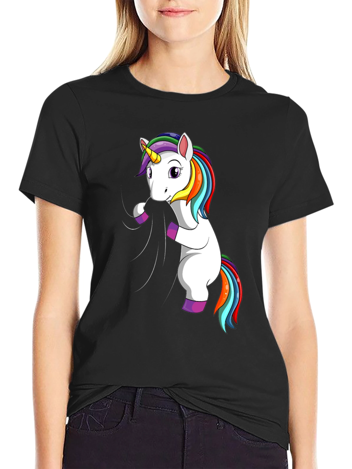 Unicorn Graphic T-Shirt - Black Cotton Tee