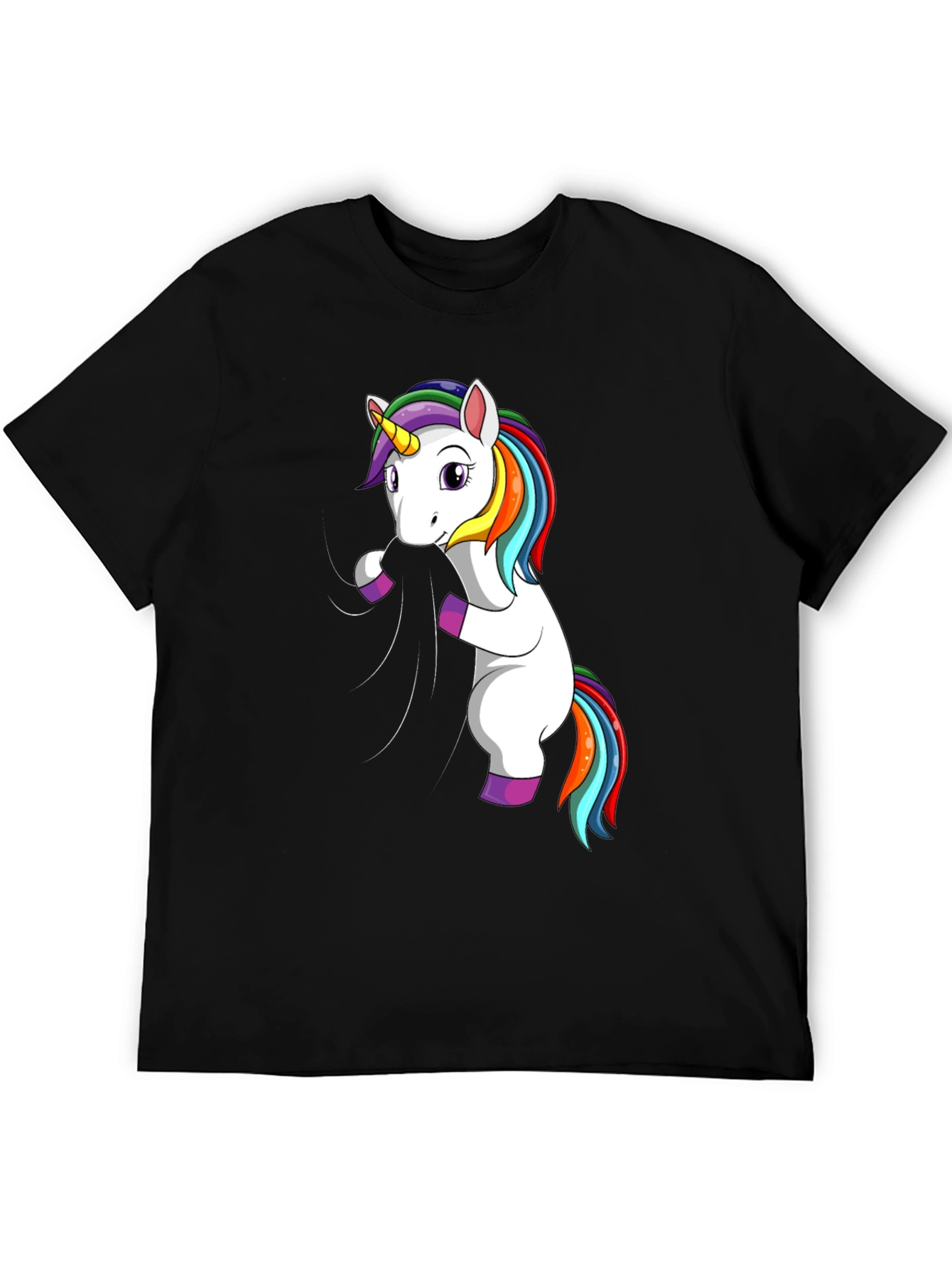 Unicorn Graphic T-Shirt - Black Cotton Tee