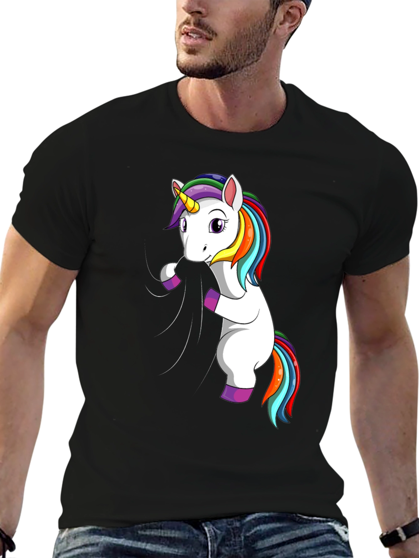 Unicorn Graphic T-Shirt - Black Cotton Tee