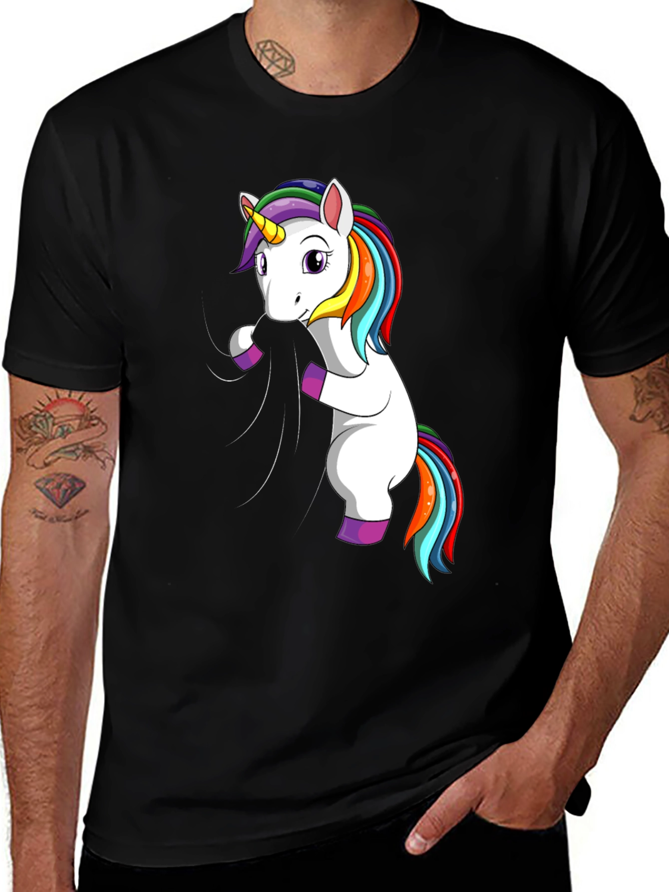 Unicorn Graphic T-Shirt - Black Cotton Tee