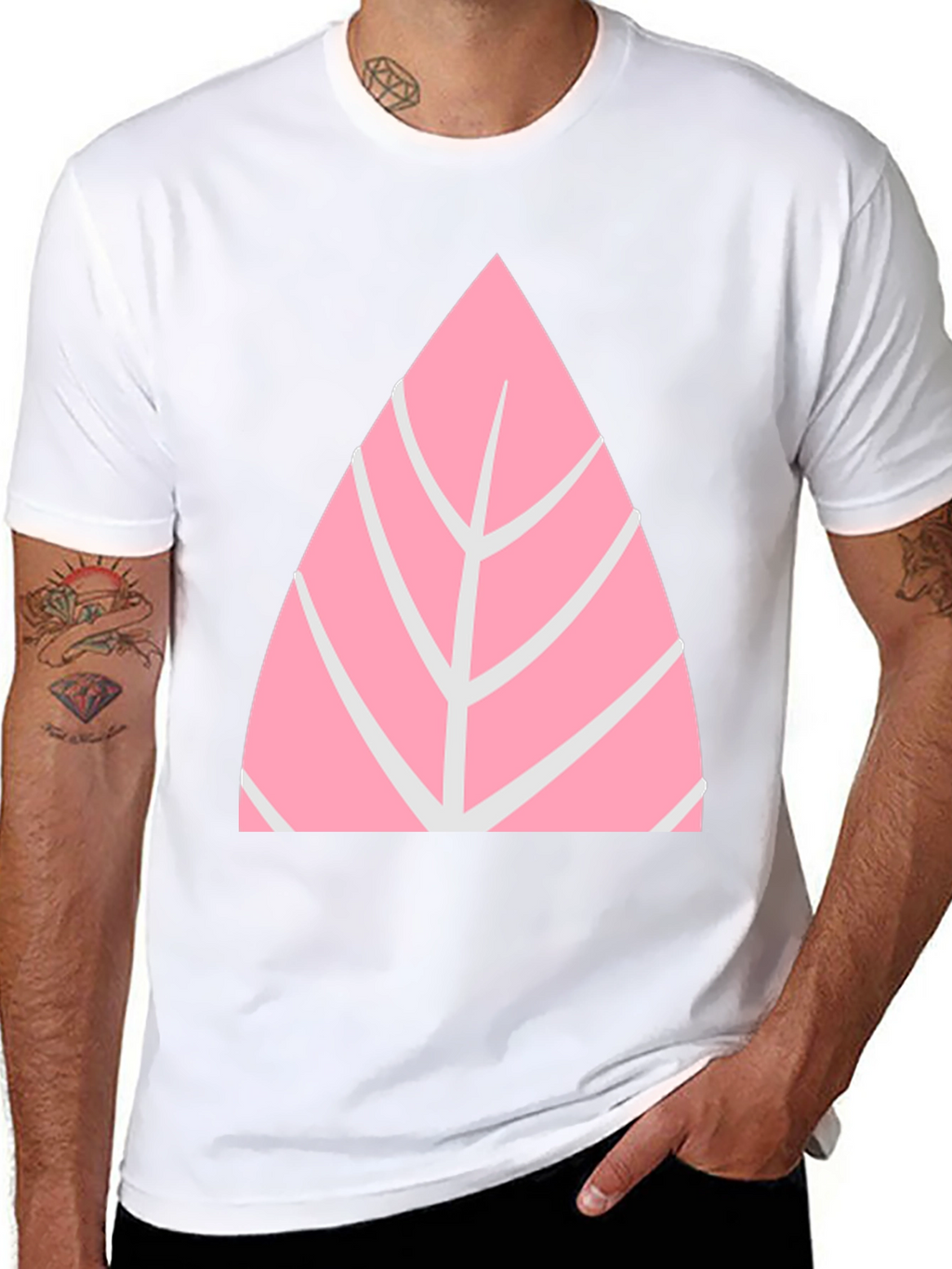 Pink Leaf Graphic Tee - Casual Style