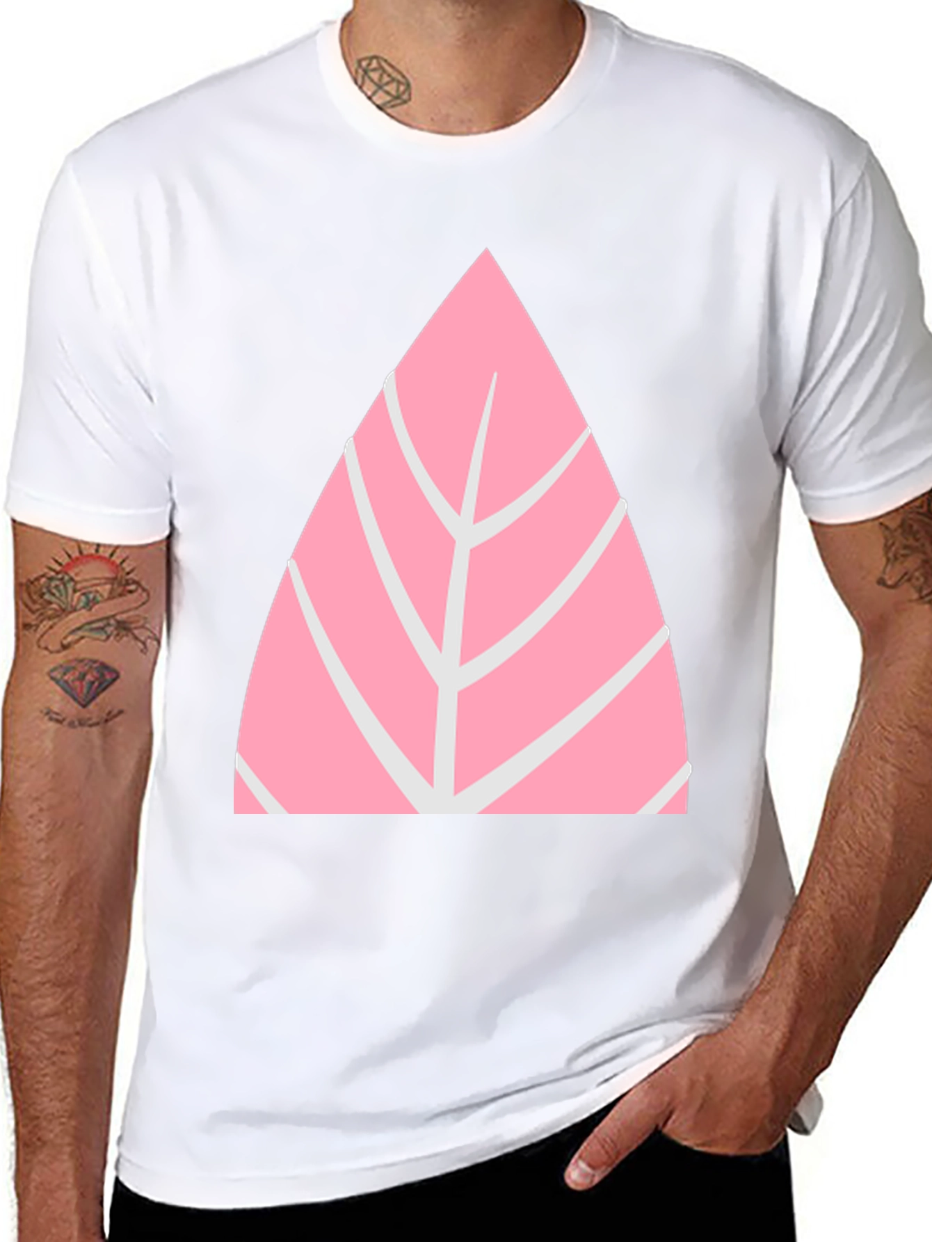 Pink Leaf Graphic Tee - Casual Style