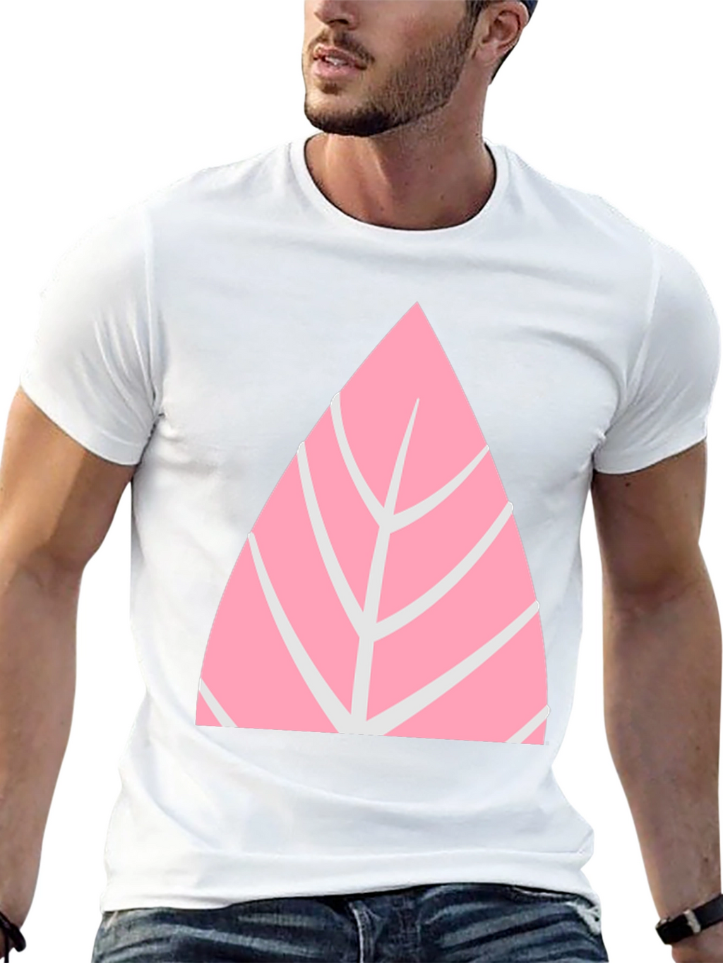 Pink Leaf Graphic Tee - Casual Style