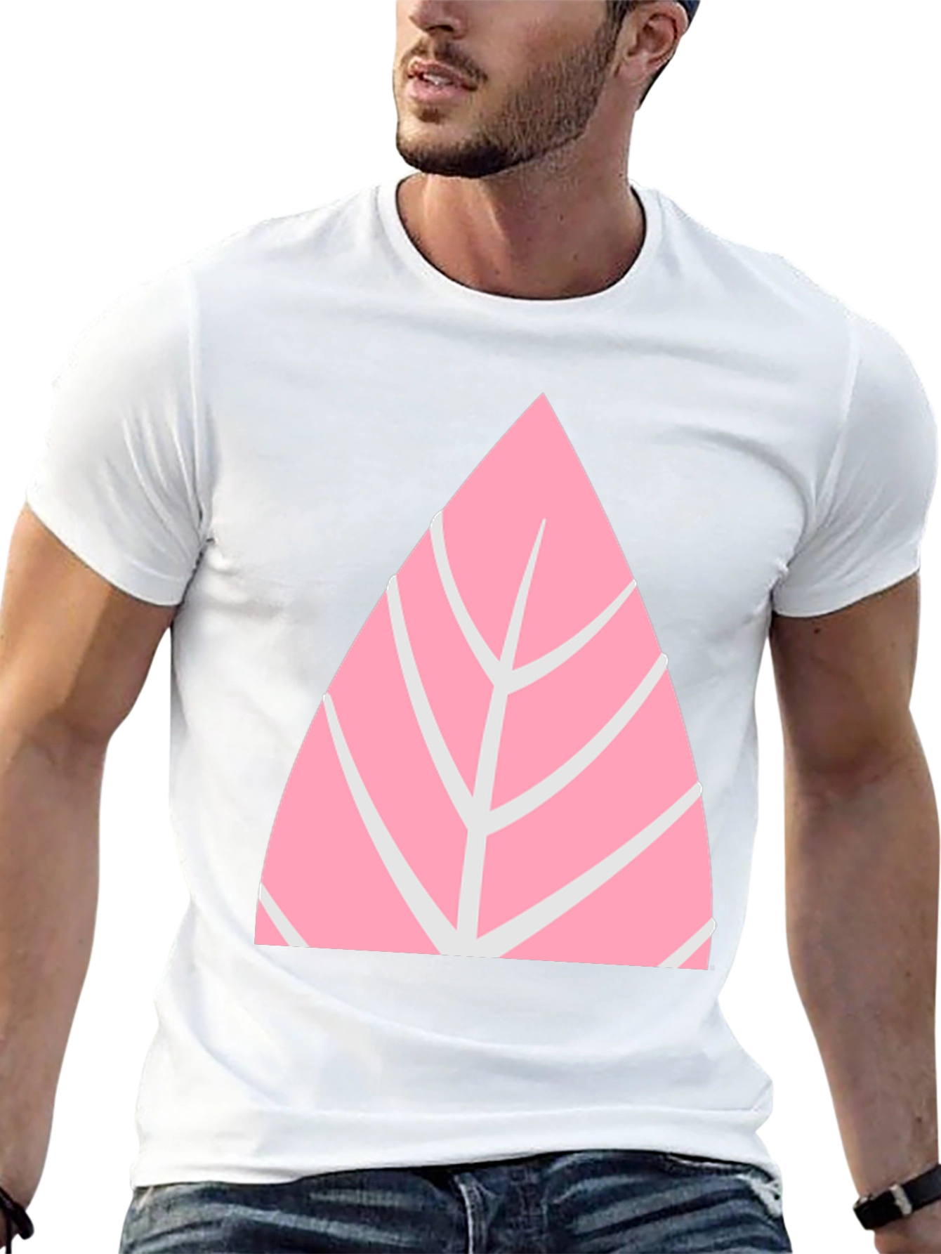 Pink Leaf Graphic Tee - Casual Style