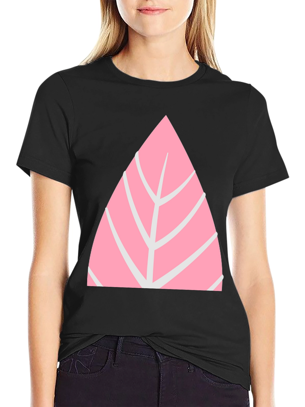 Pink Leaf Graphic Tee - Casual Style
