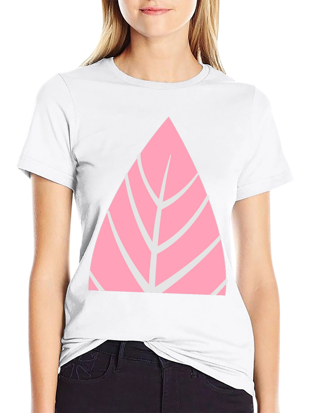 Pink Leaf Graphic Tee - Casual Style