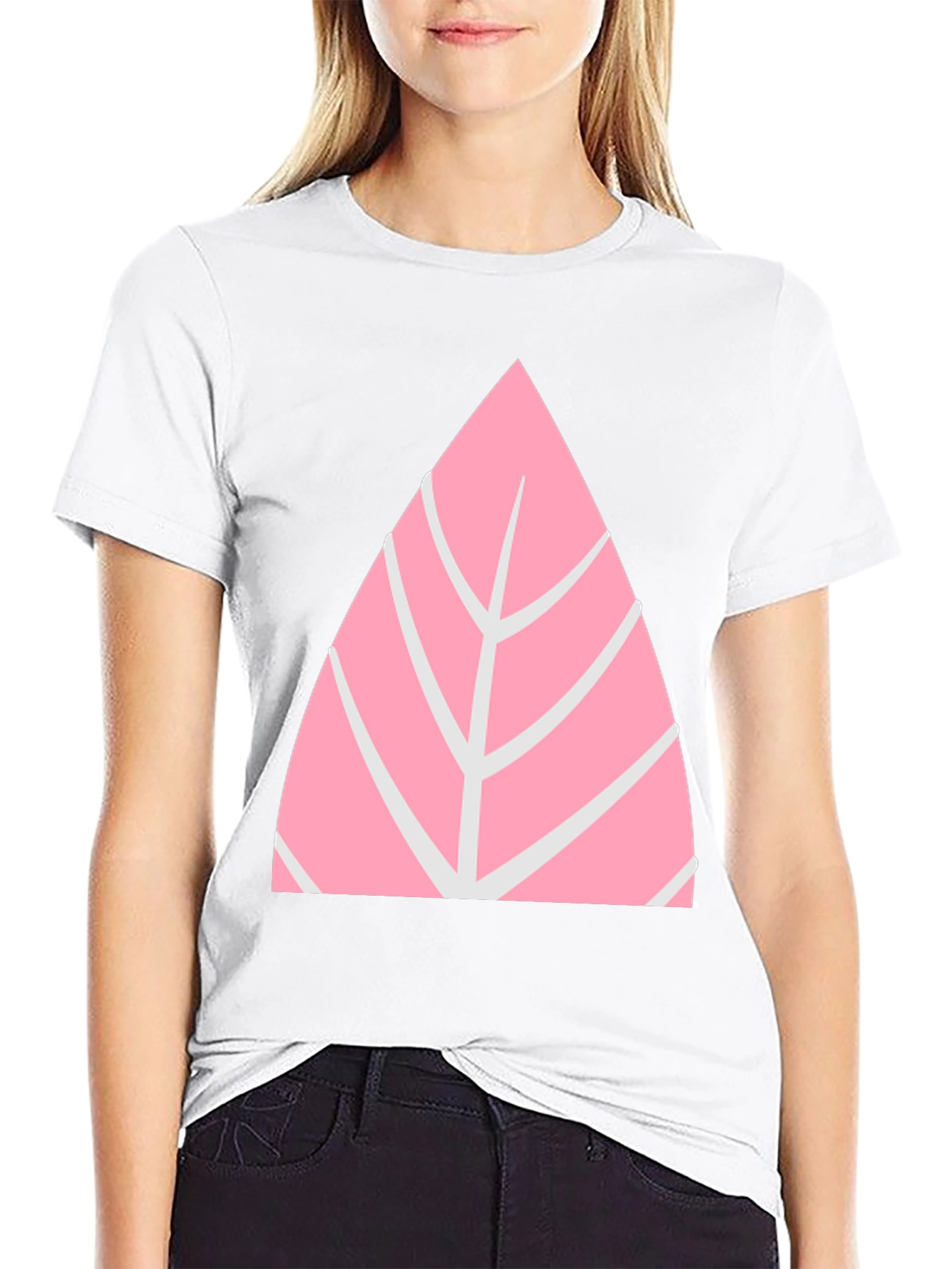 Pink Leaf Graphic Tee - Casual Style