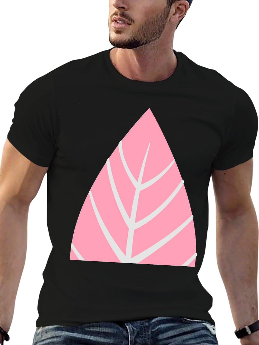 Pink Leaf Graphic Tee - Casual Style