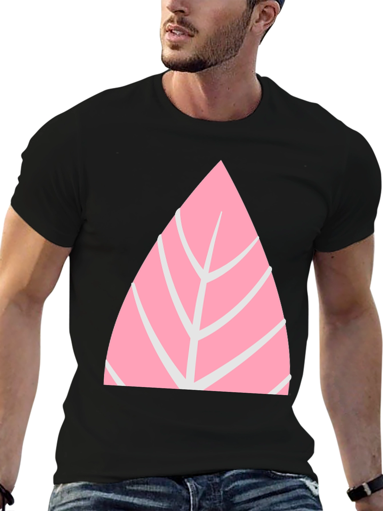 Pink Leaf Graphic Tee - Casual Style