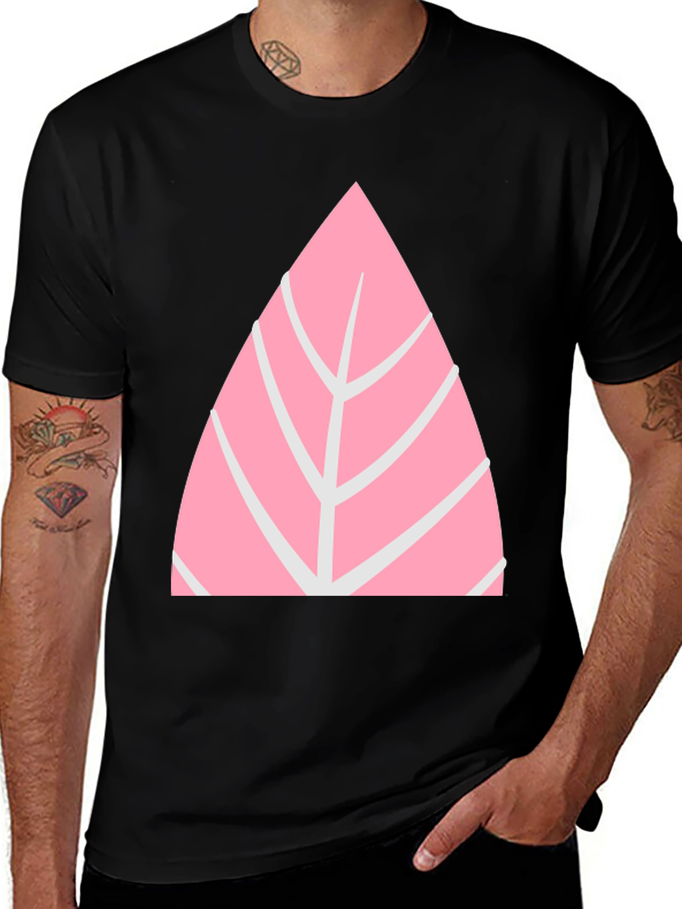Pink Leaf Graphic Tee - Casual Style
