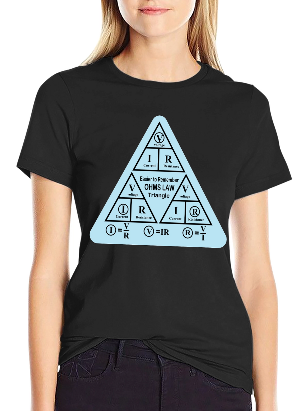 Ohms Law Triangle Formula Black T-Shirt