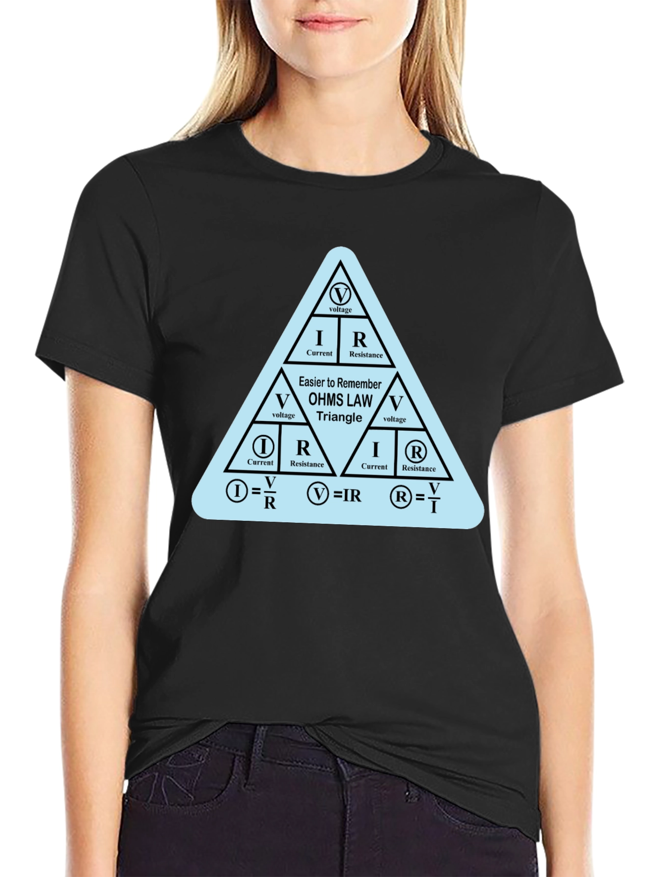Ohms Law Triangle Formula Black T-Shirt