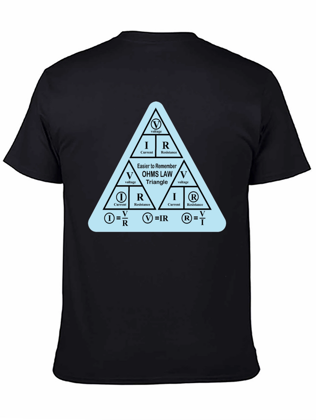 Ohms Law Triangle Formula Black T-Shirt