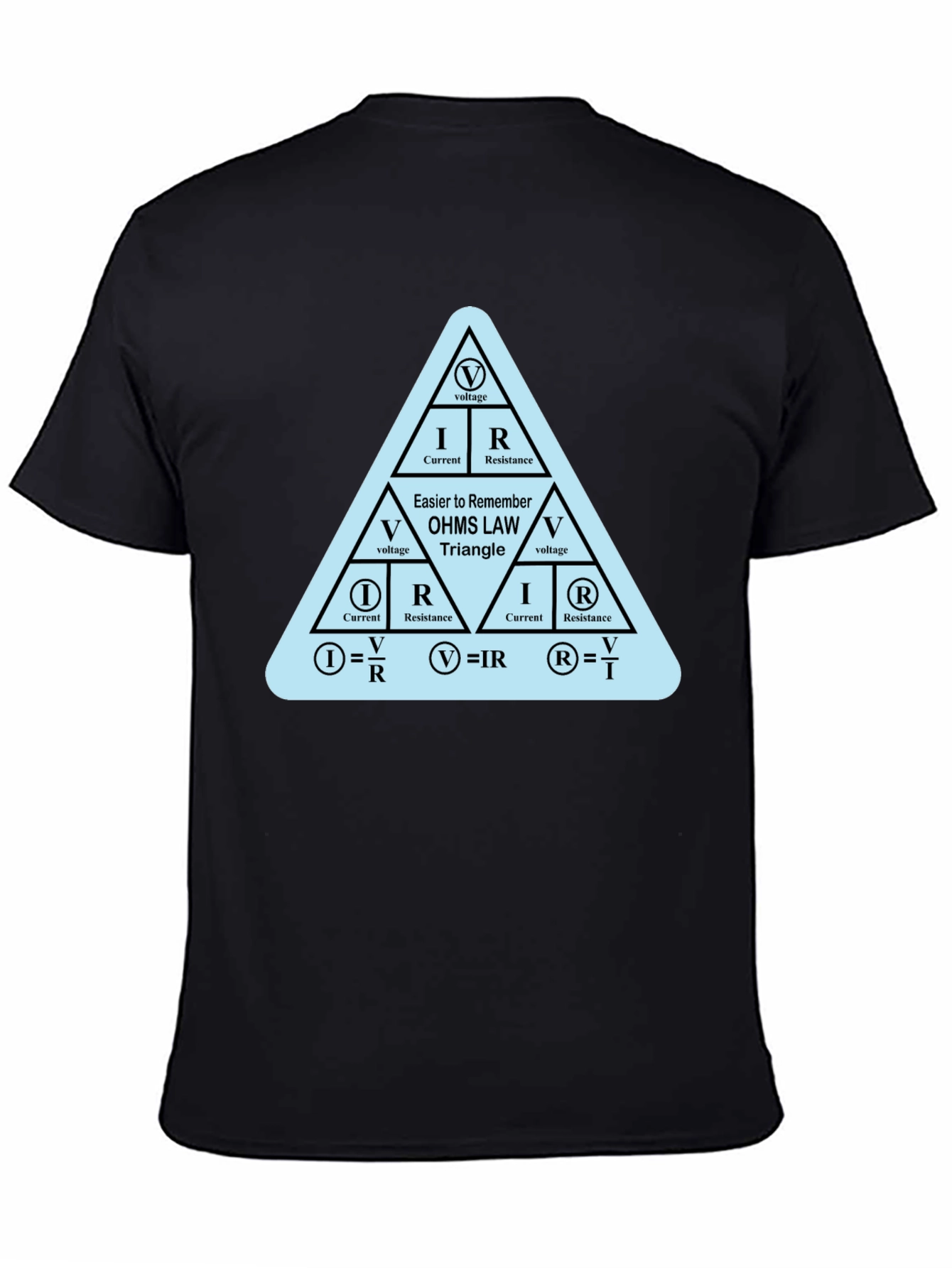 Ohms Law Triangle Formula Black T-Shirt