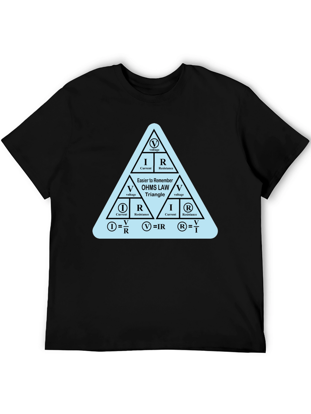 Ohms Law Triangle Formula Black T-Shirt