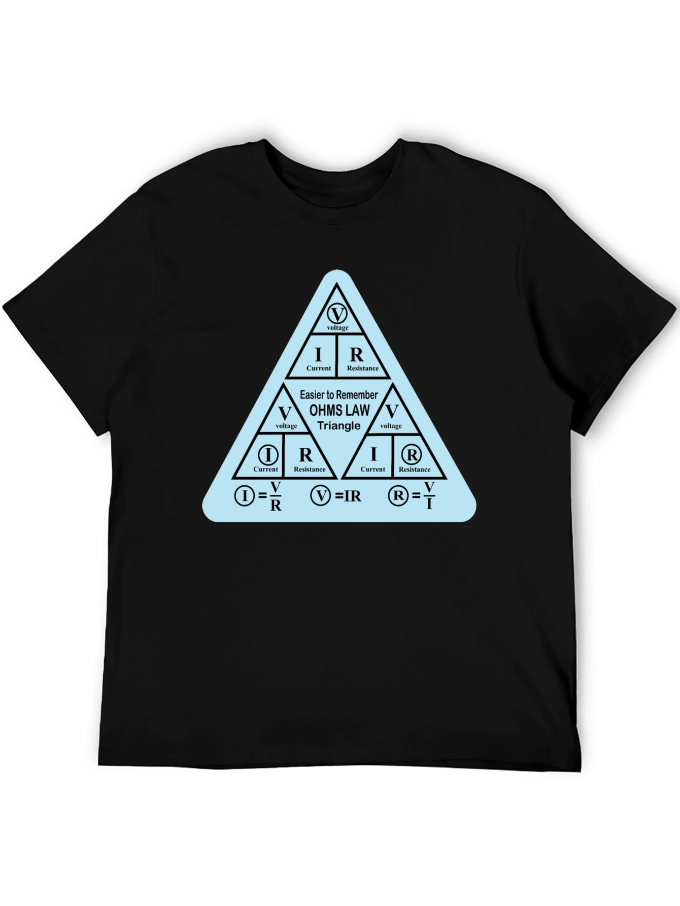 Ohms Law Triangle Formula Black T-Shirt