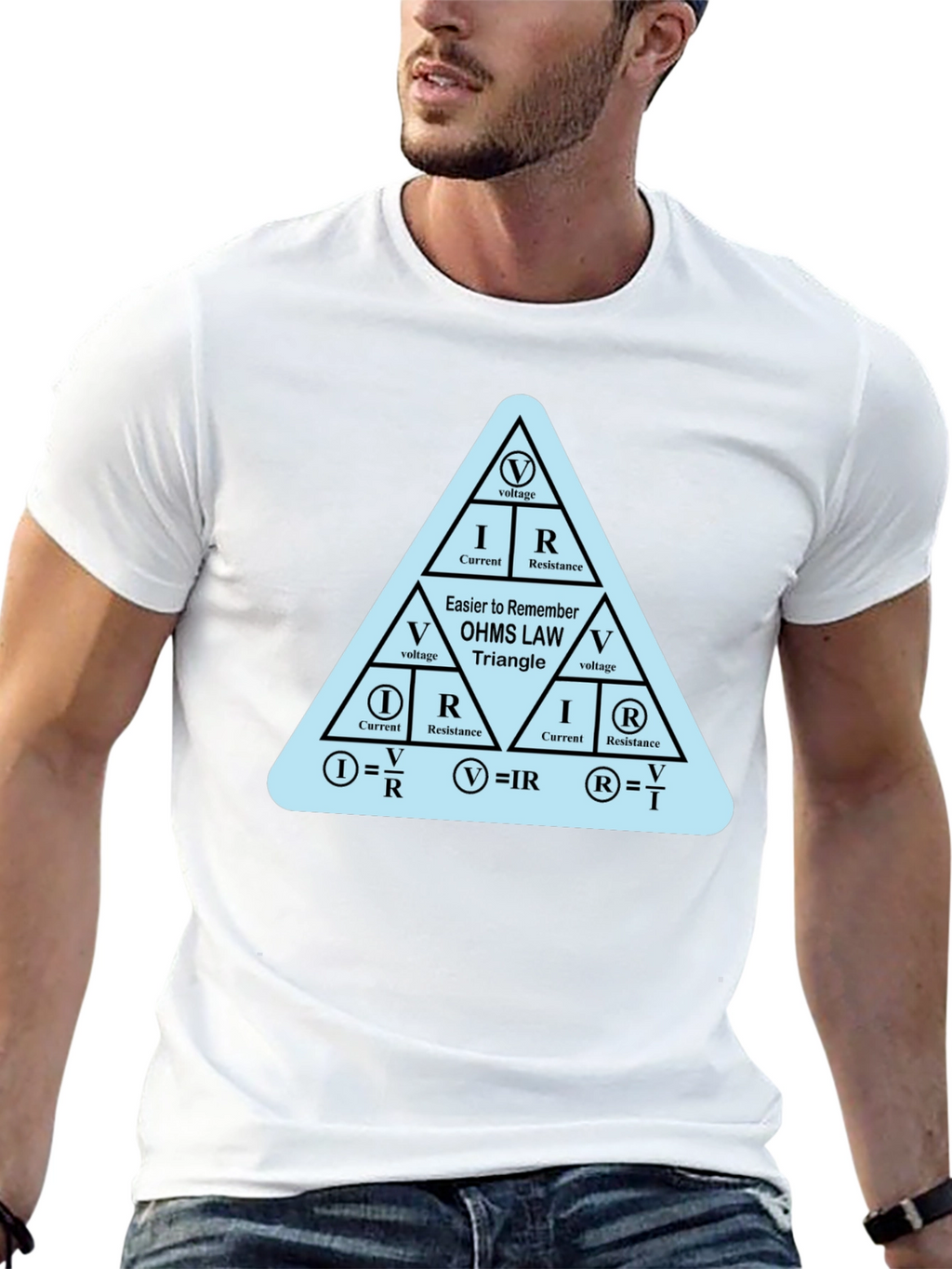 Ohms Law Triangle Formula Black T-Shirt