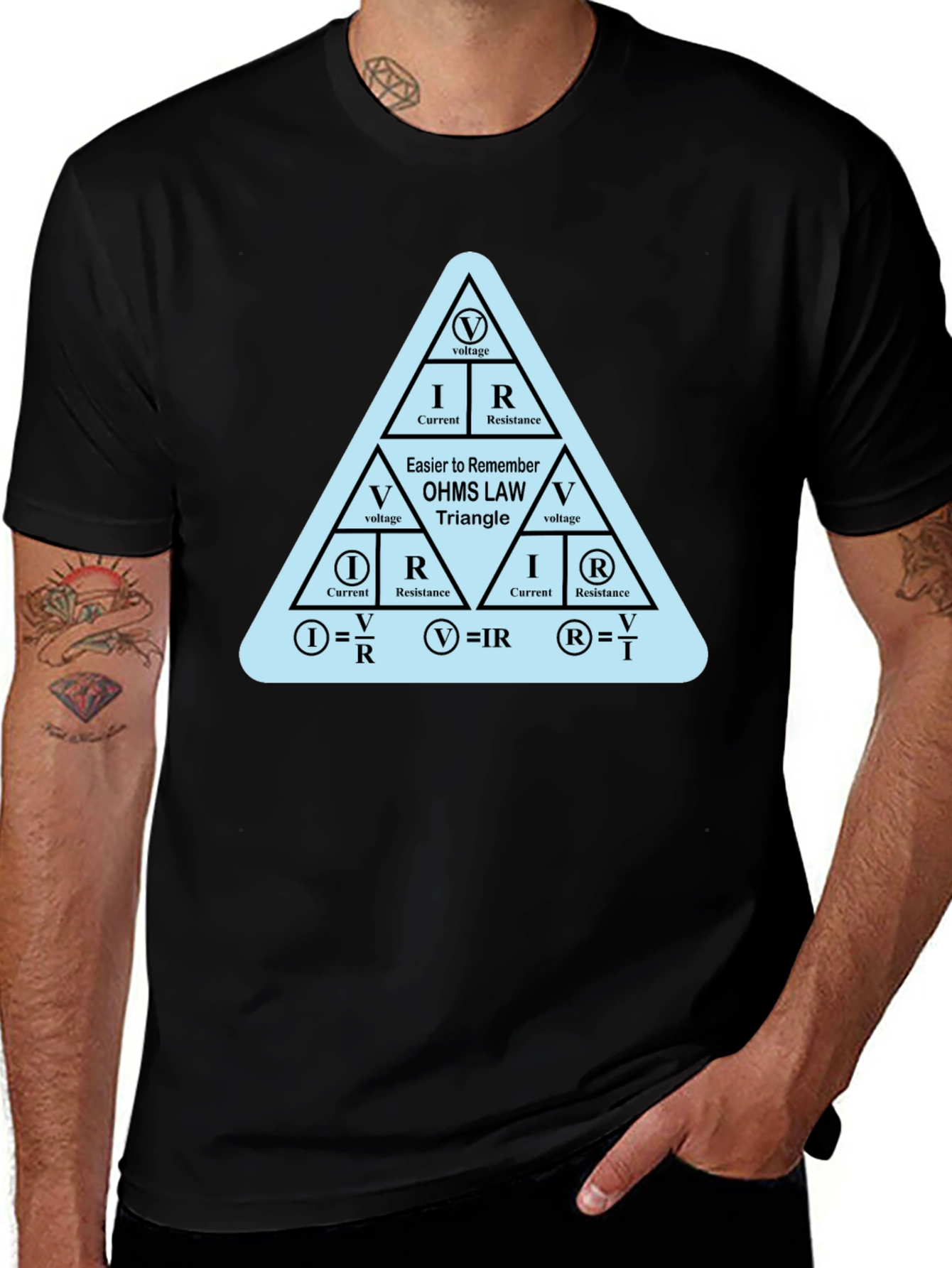 Ohms Law Triangle Formula Black T-Shirt