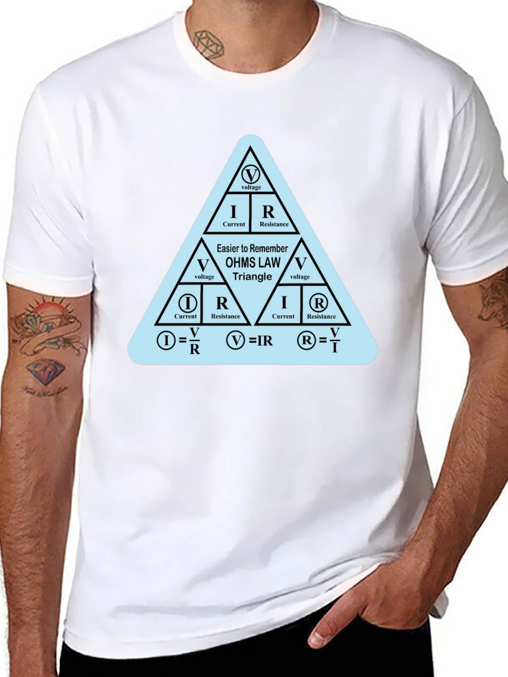 Ohms Law Triangle Formula Black T-Shirt
