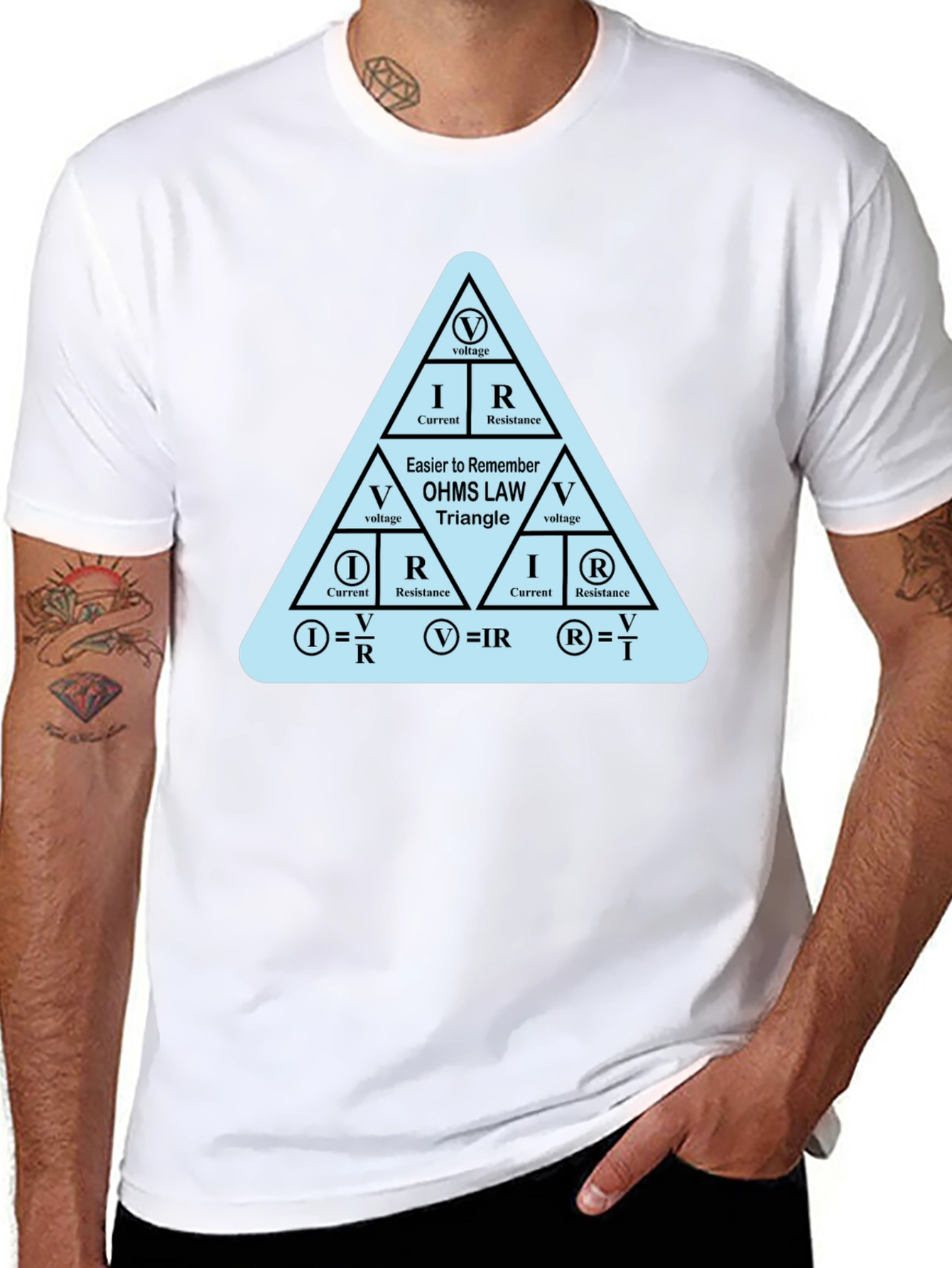 Ohms Law Triangle Formula Black T-Shirt