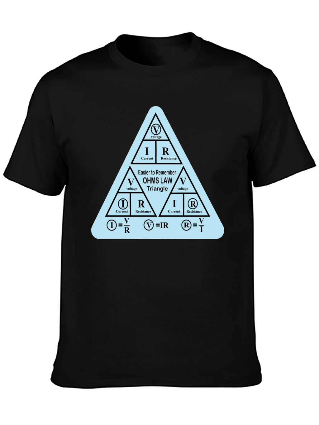 Ohms Law Triangle Formula Black T-Shirt