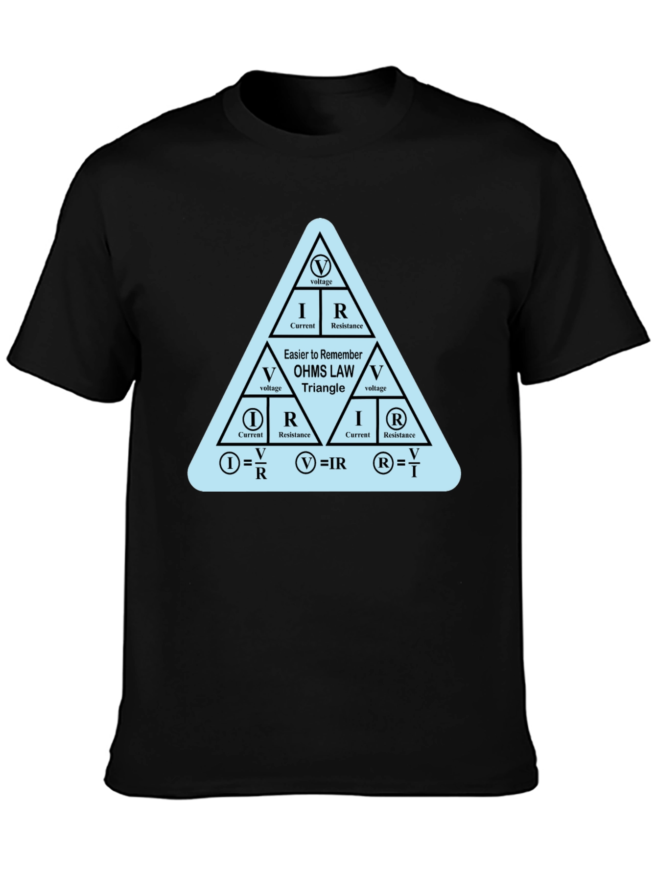 Ohms Law Triangle Formula Black T-Shirt