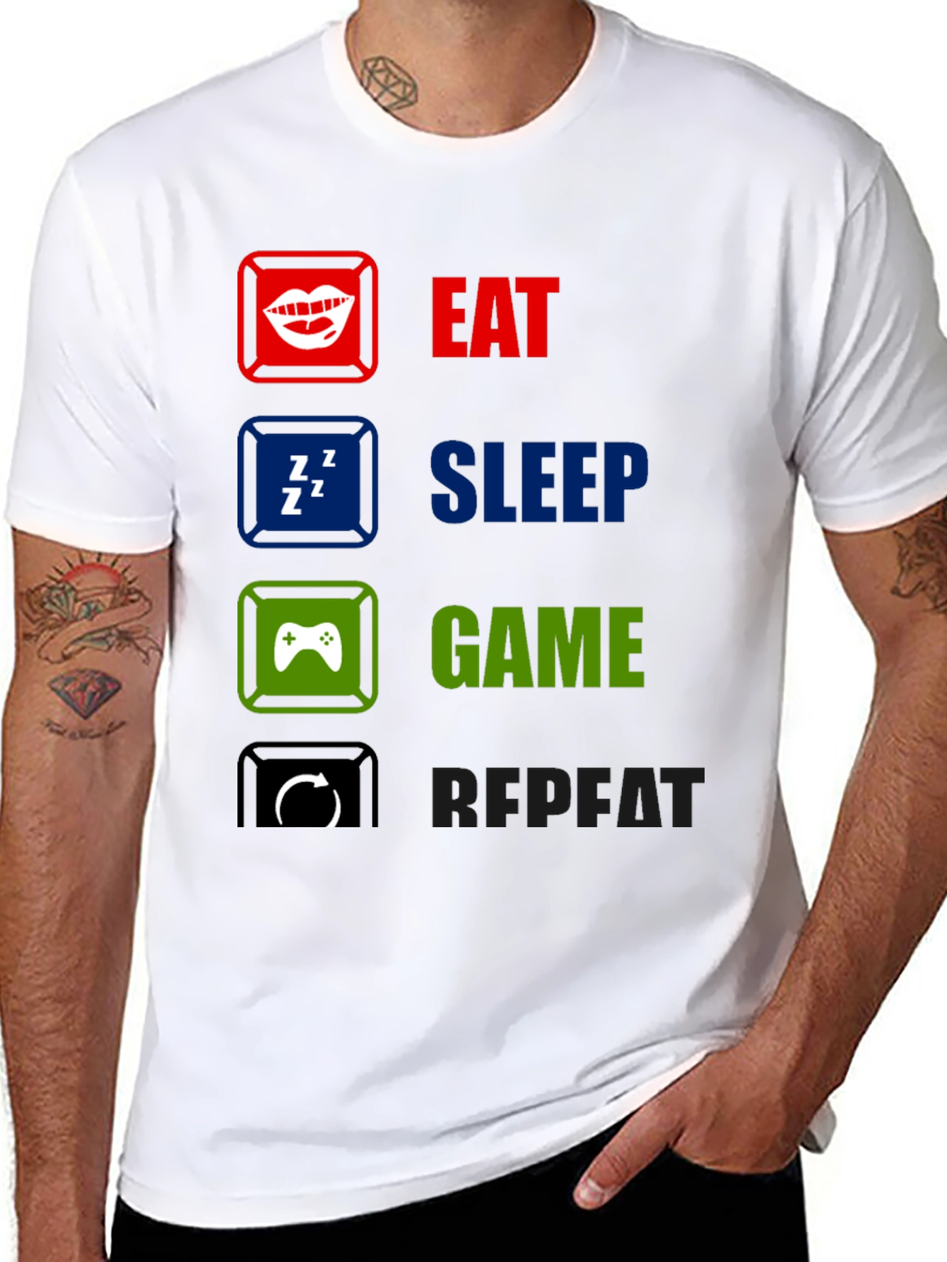 Eat Sleep Game Repeat Graphic T-Shirt