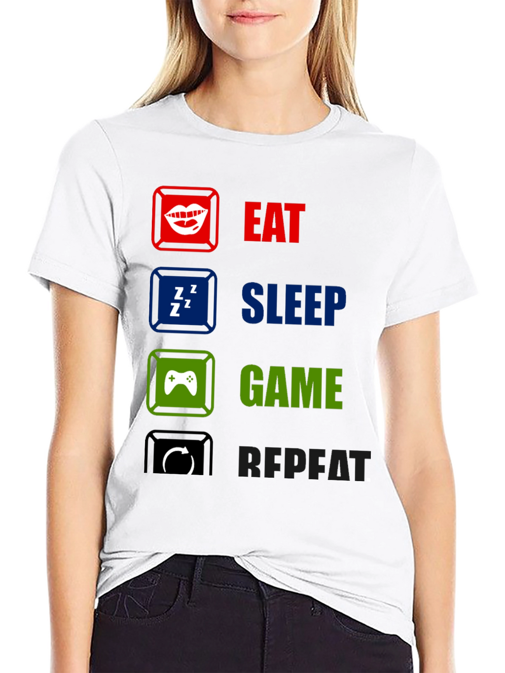 Eat Sleep Game Repeat Graphic T-Shirt