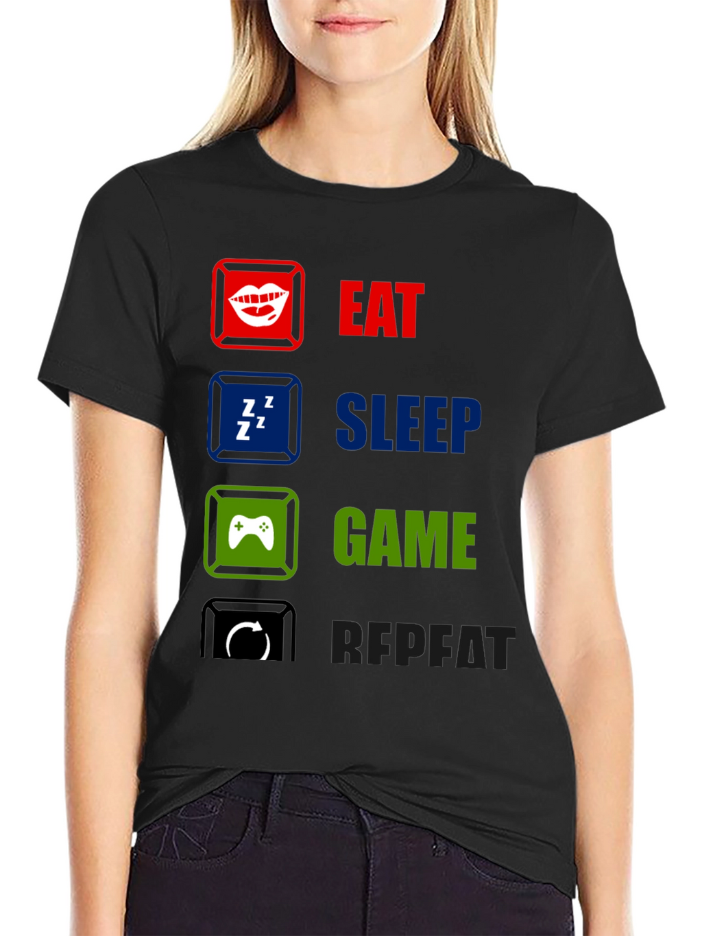 Eat Sleep Game Repeat Graphic T-Shirt